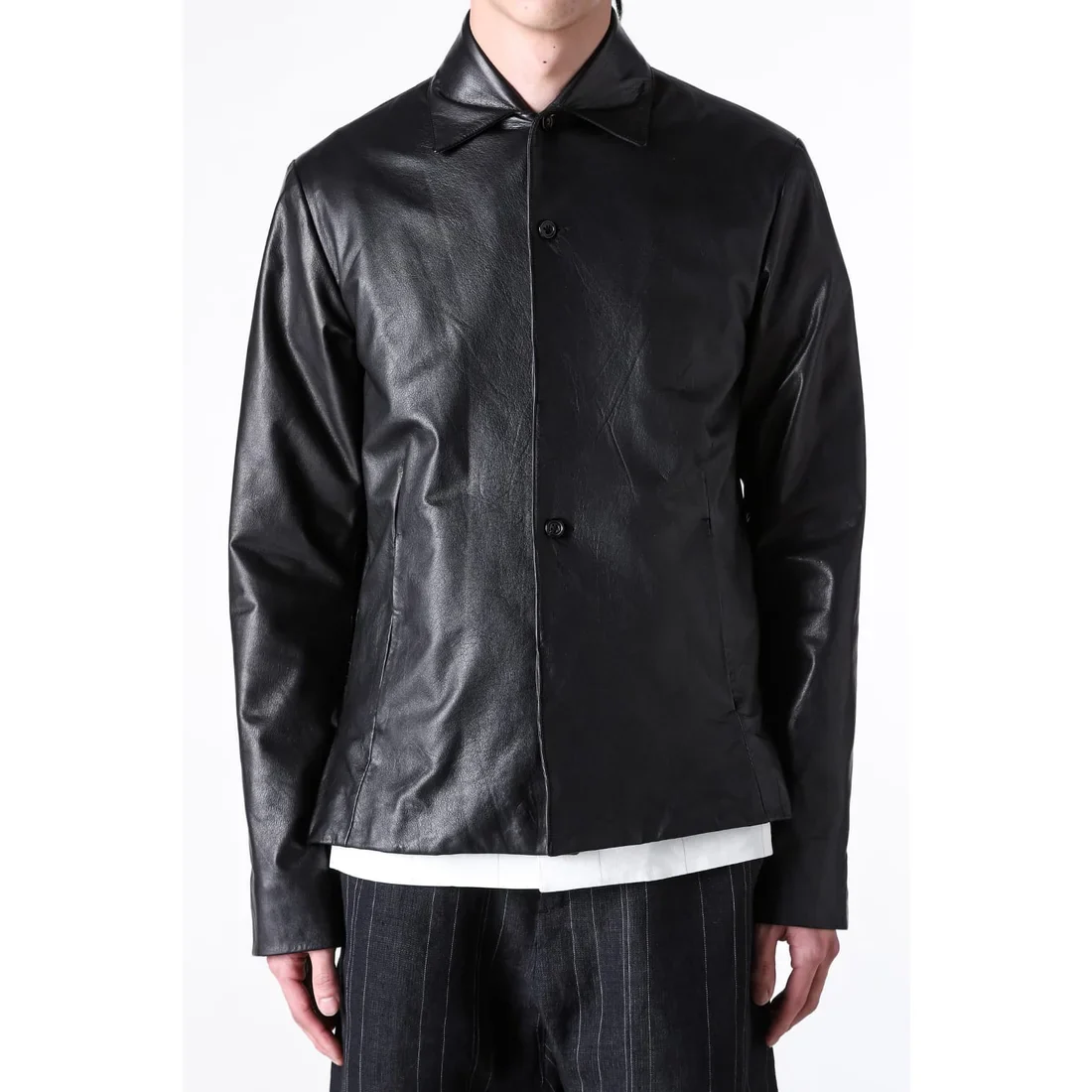 Black Luster Soft Steer Leather Shirt Jacket - Image 15