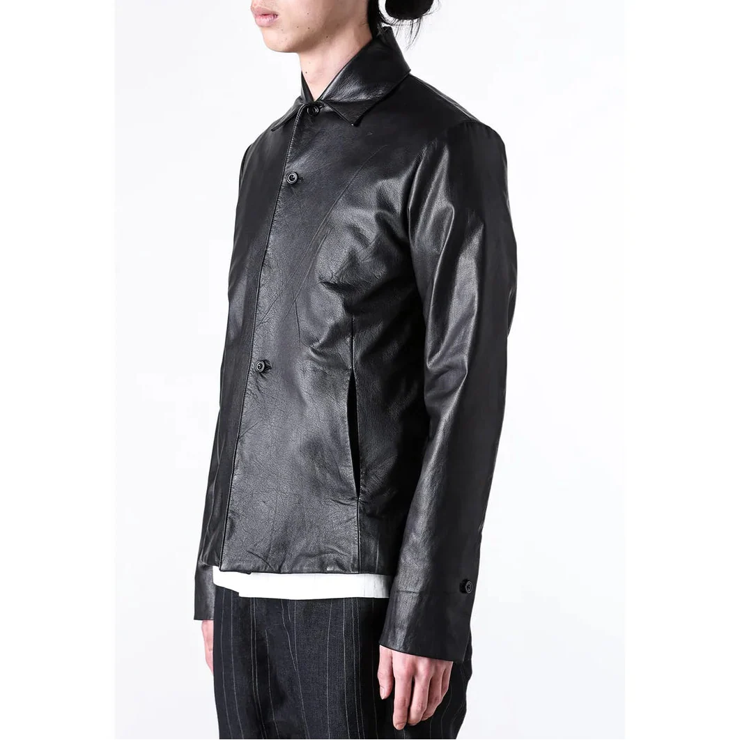 Black Luster Soft Steer Leather Shirt Jacket - Image 16