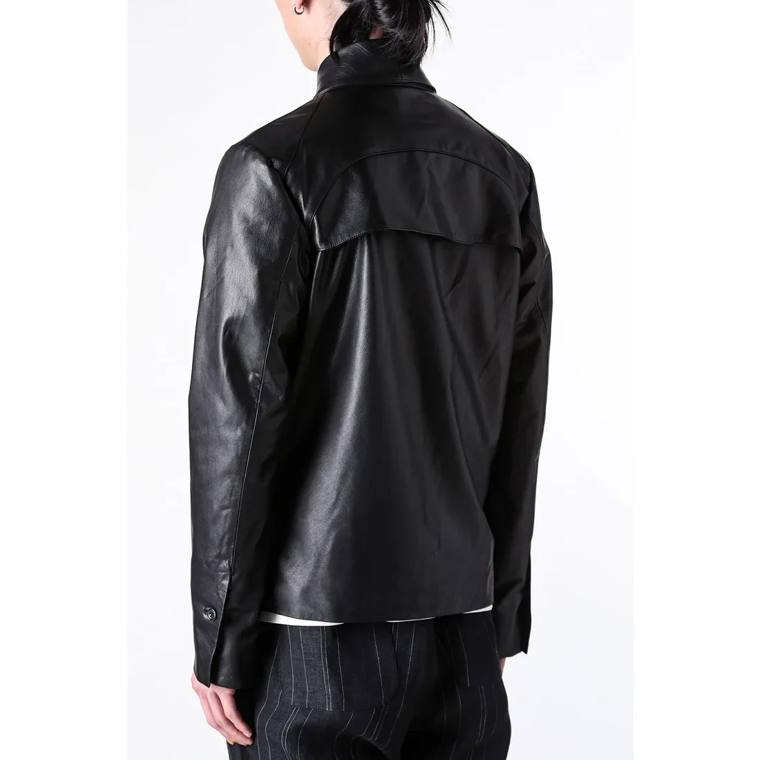 Black Luster Soft Steer Leather Shirt Jacket - Image 18