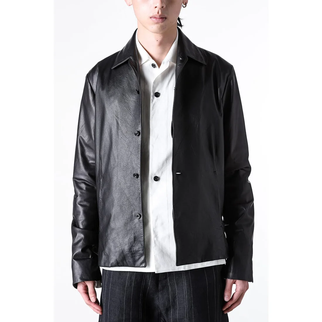 Black Luster Soft Steer Leather Shirt Jacket - Image 9
