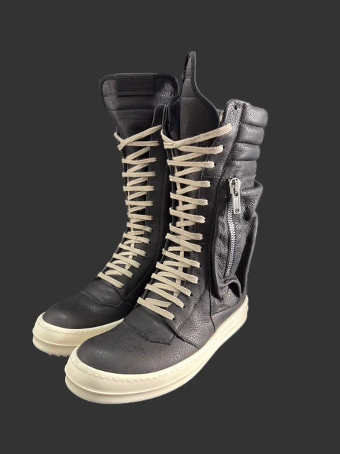 Black + Milk Cargo Basket Sneaker Boots by Rick Owens - Image 3