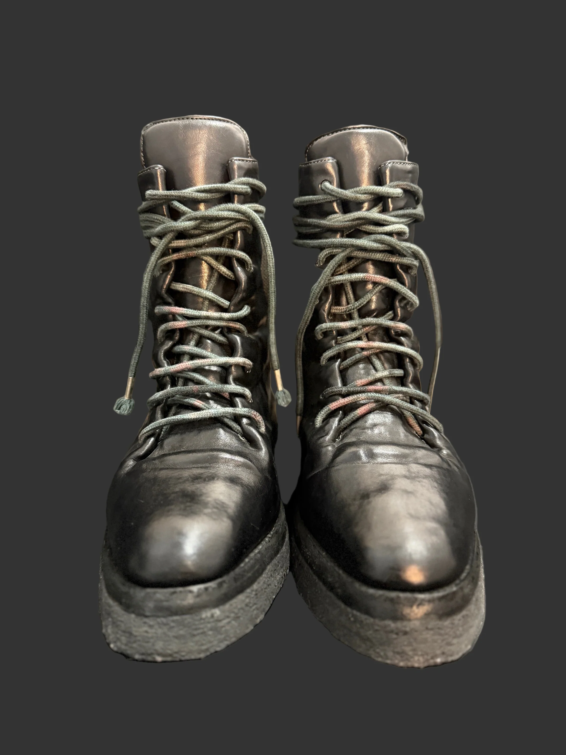 Black Object Dyed Horse Leather Combat Boots by Carol Christian Poell - Image 2