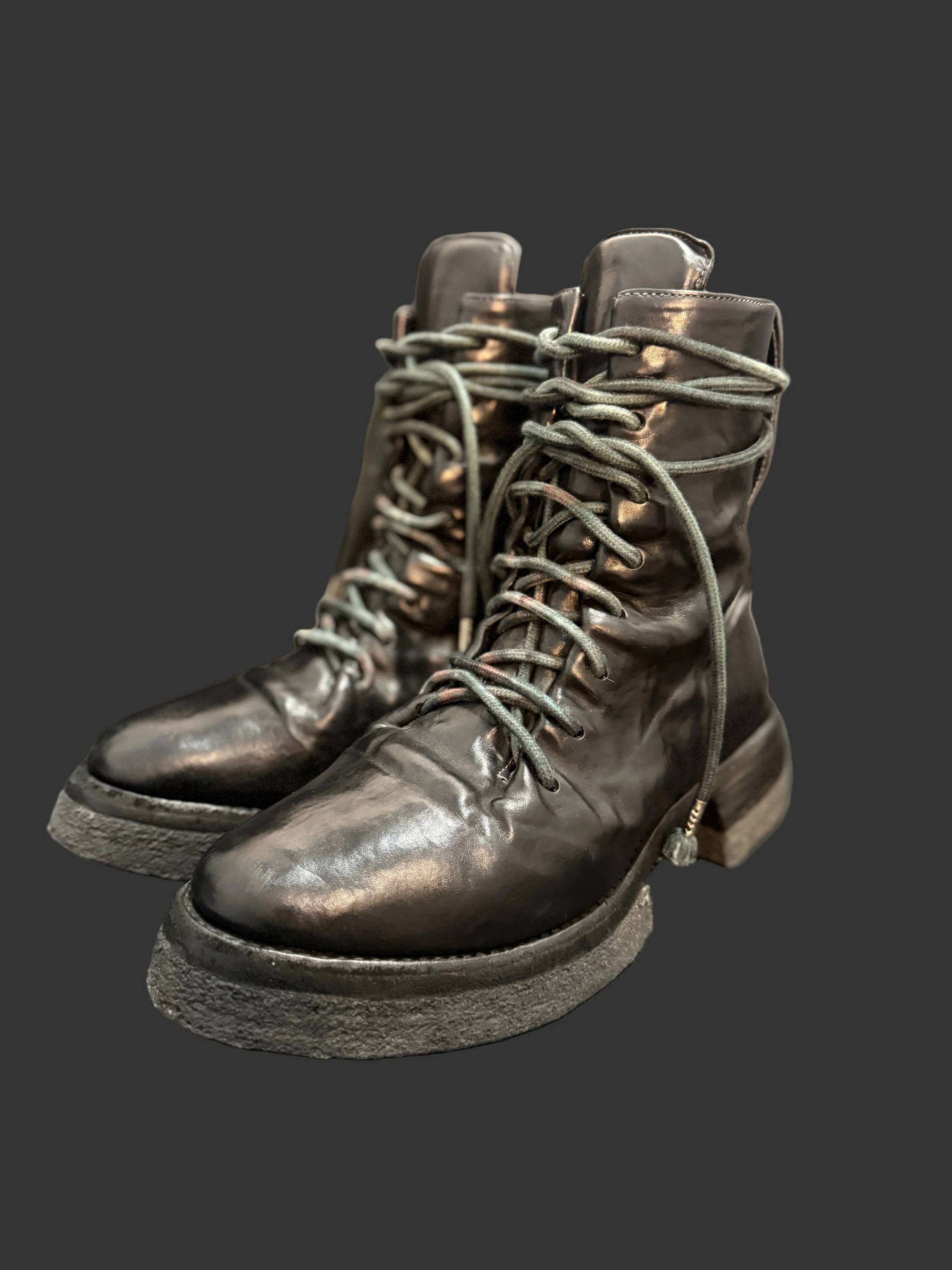 Black Object Dyed Horse Leather Combat Boots by Carol Christian Poell - Image 3