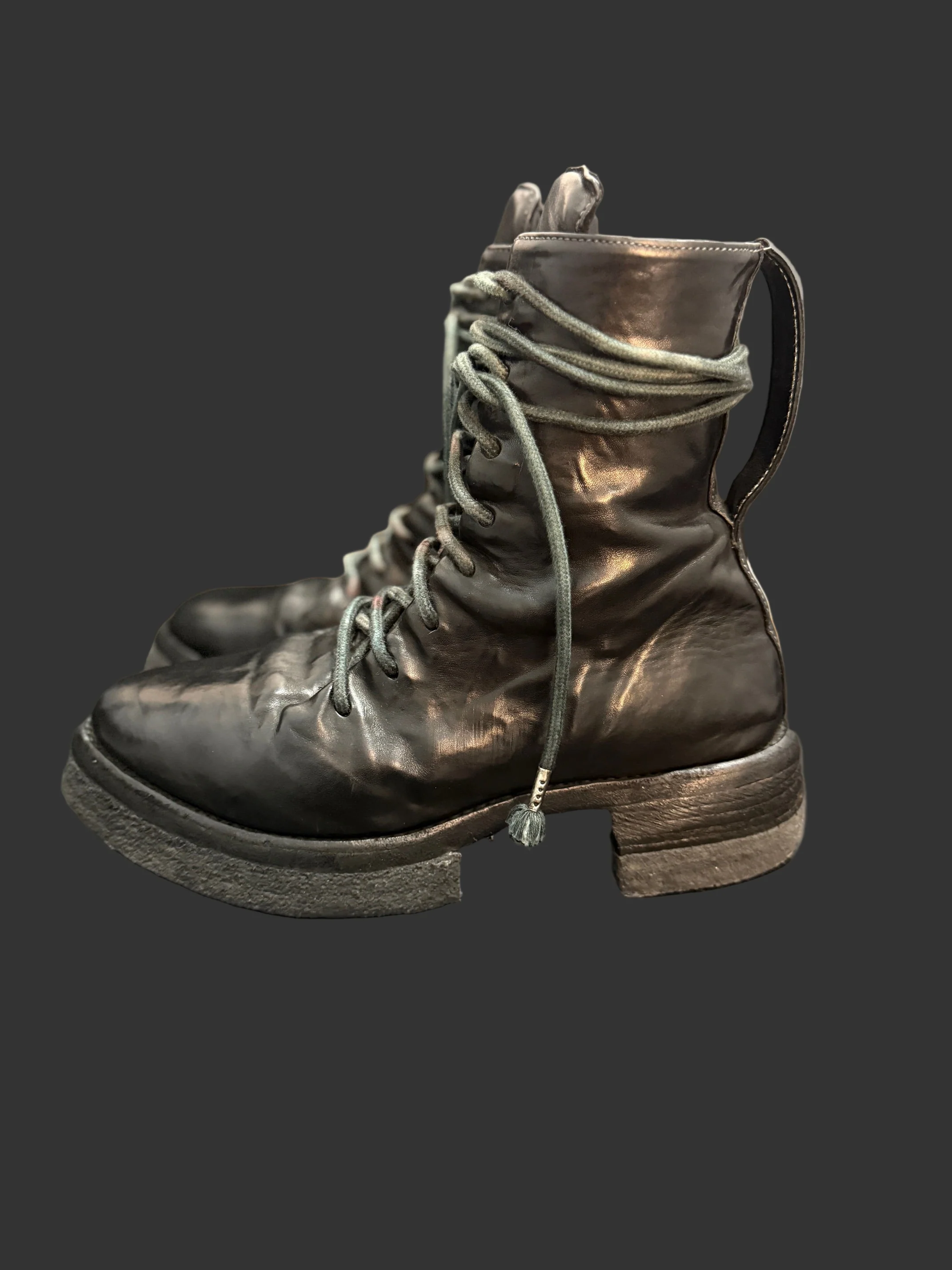 Black Object Dyed Horse Leather Combat Boots by Carol Christian Poell - Image 4