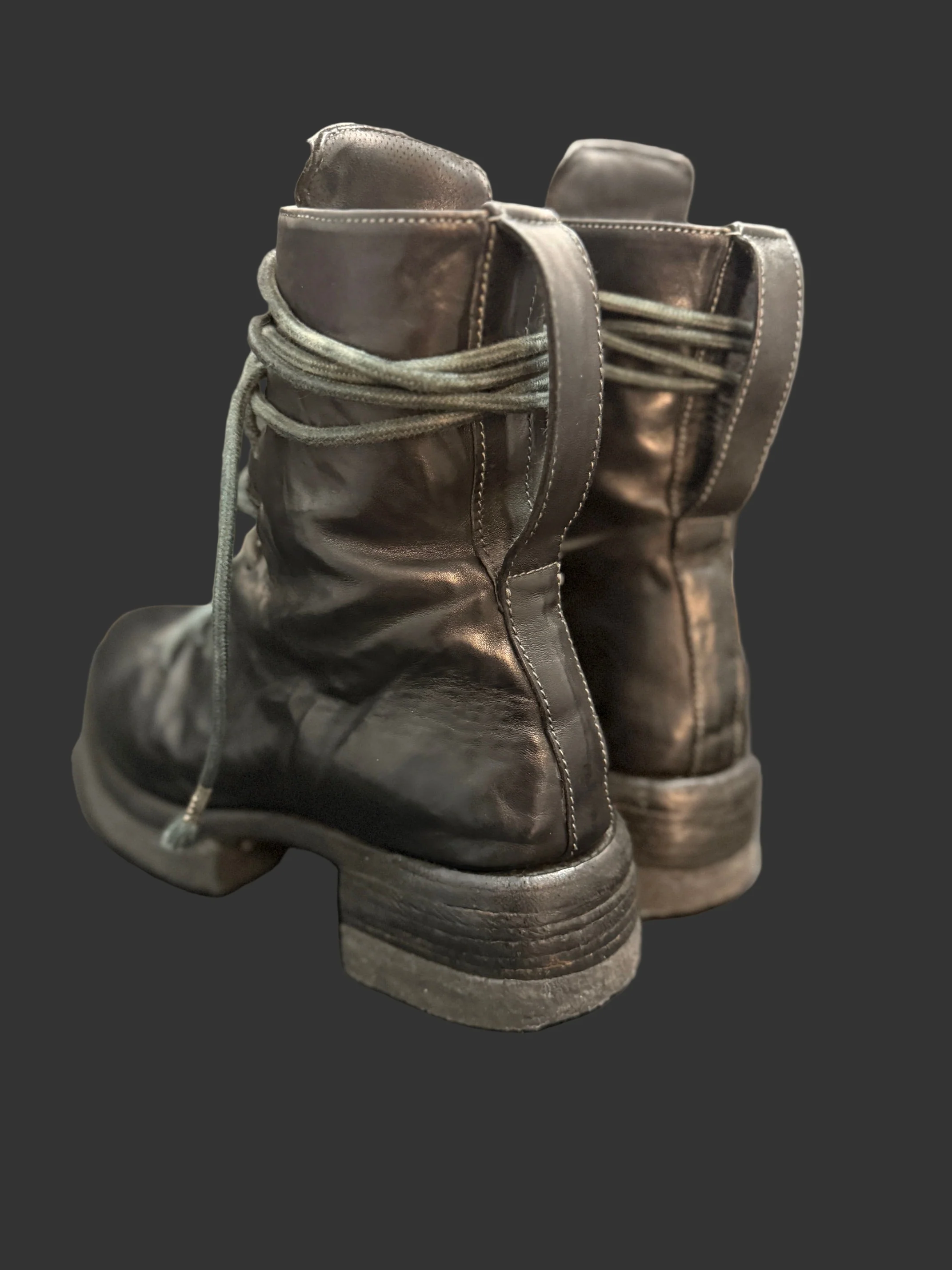 Black Object Dyed Horse Leather Combat Boots by Carol Christian Poell - Image 5