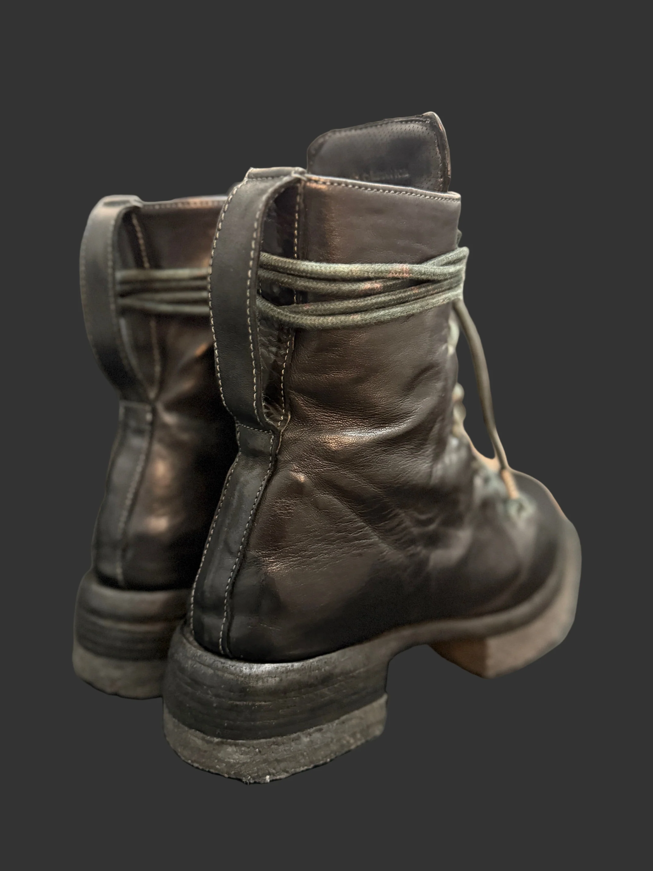 Black Object Dyed Horse Leather Combat Boots by Carol Christian Poell - Image 7