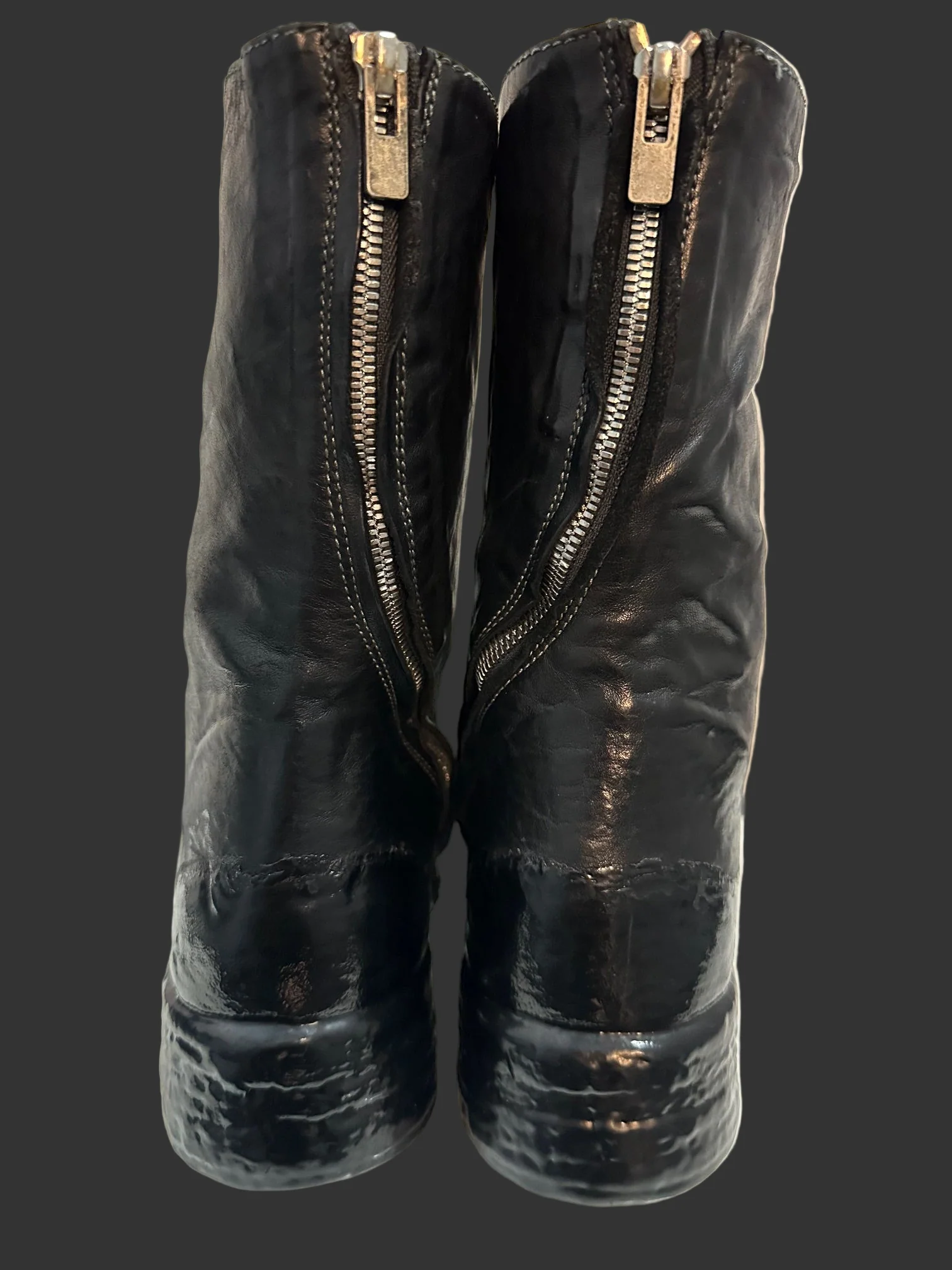 Black Object Dyed Lined Diagonal Zip Rubber Drip Goodyear Boots by Carol Christian Poell - Image 9
