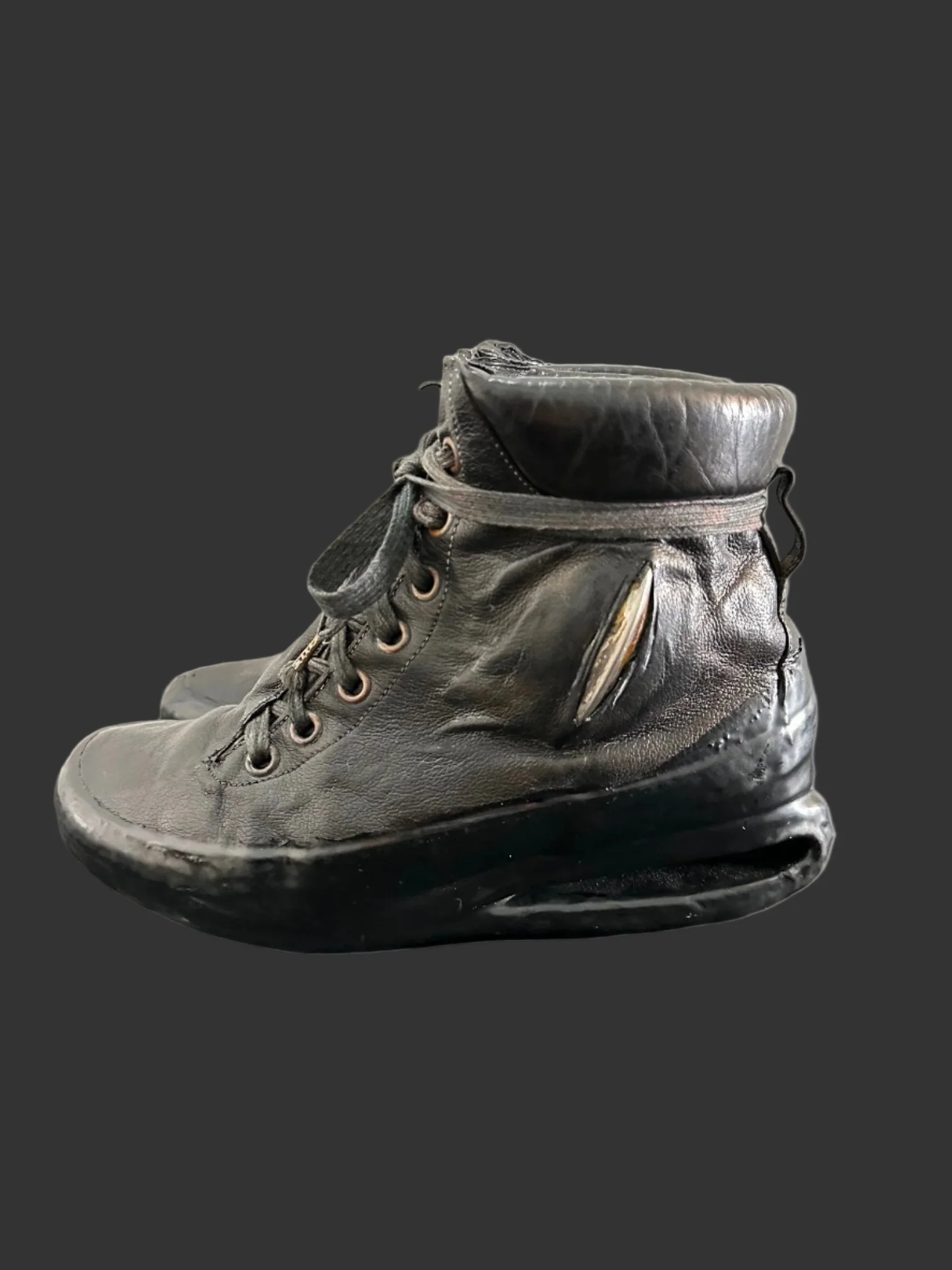 Black One Piece U-Sole Prosthetic Drip Sneakers by Carol Christian Poell - Image 5