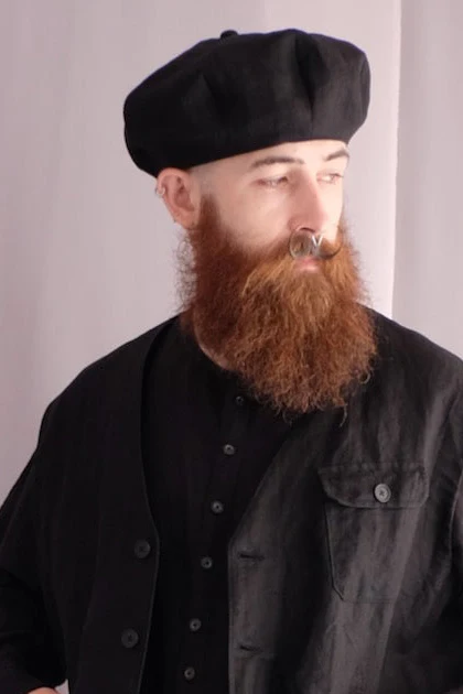 Black Ramie Cotton Big Beret - Image 4