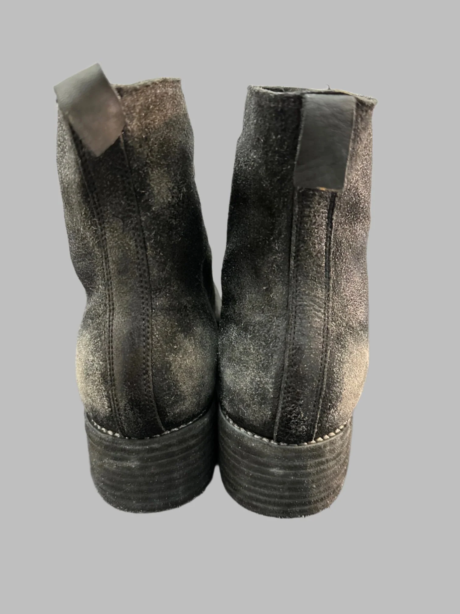 Black Resin Treated Reverse Horse Leather Front Zip Boots PL1_RU - Image 6