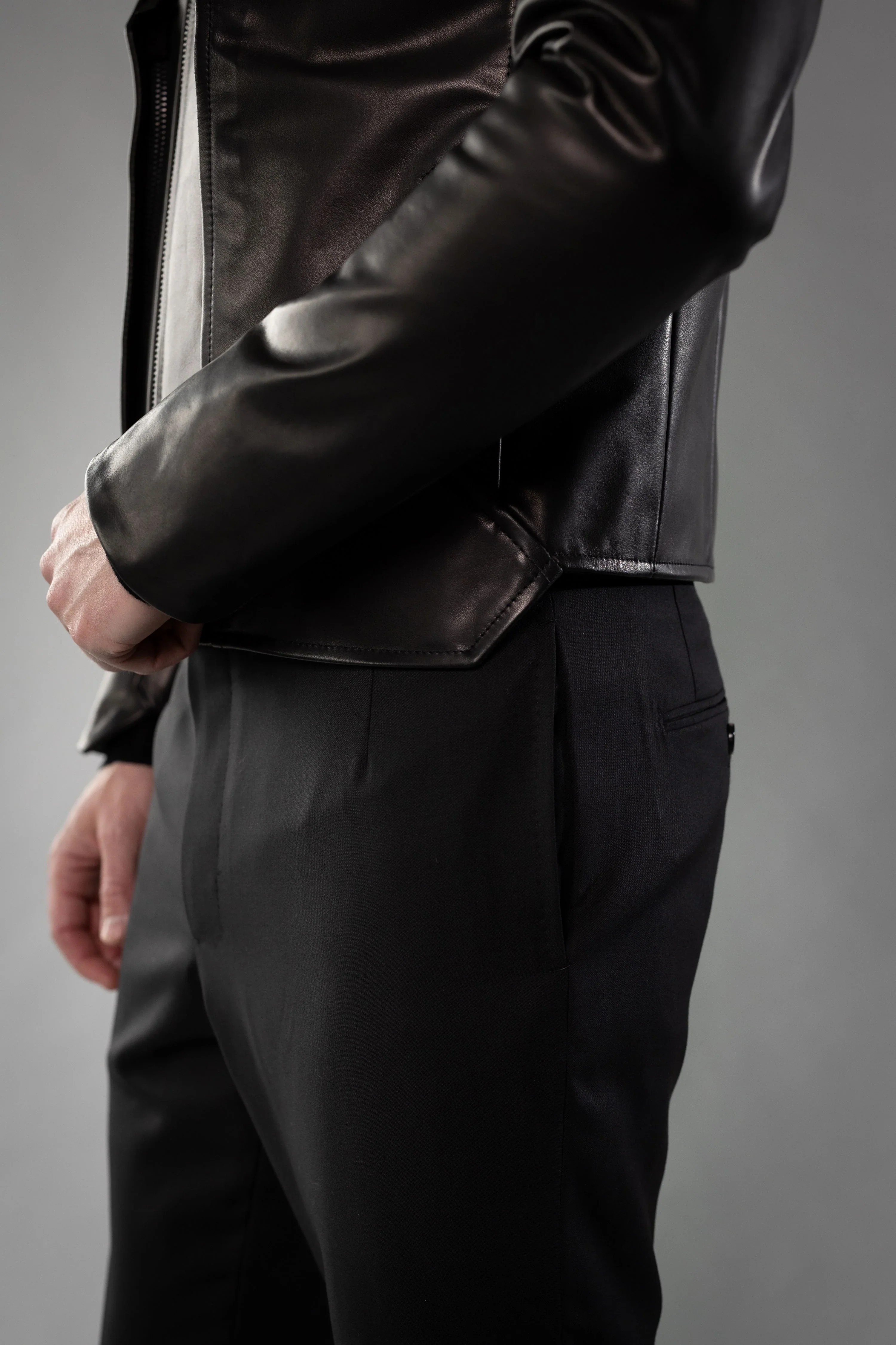 Black Roma Cow Leather BEVEL JACKET - Image 10