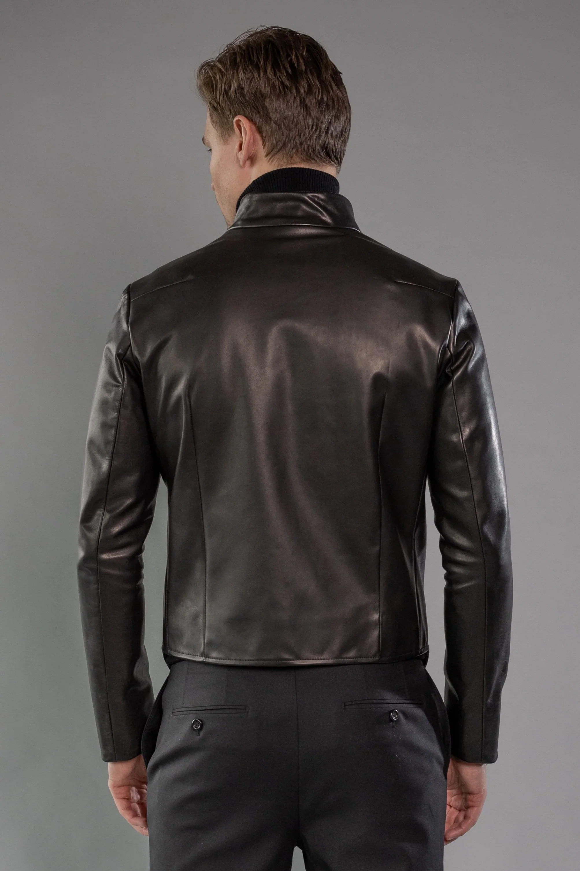Black Roma Cow Leather BEVEL JACKET - Image 9