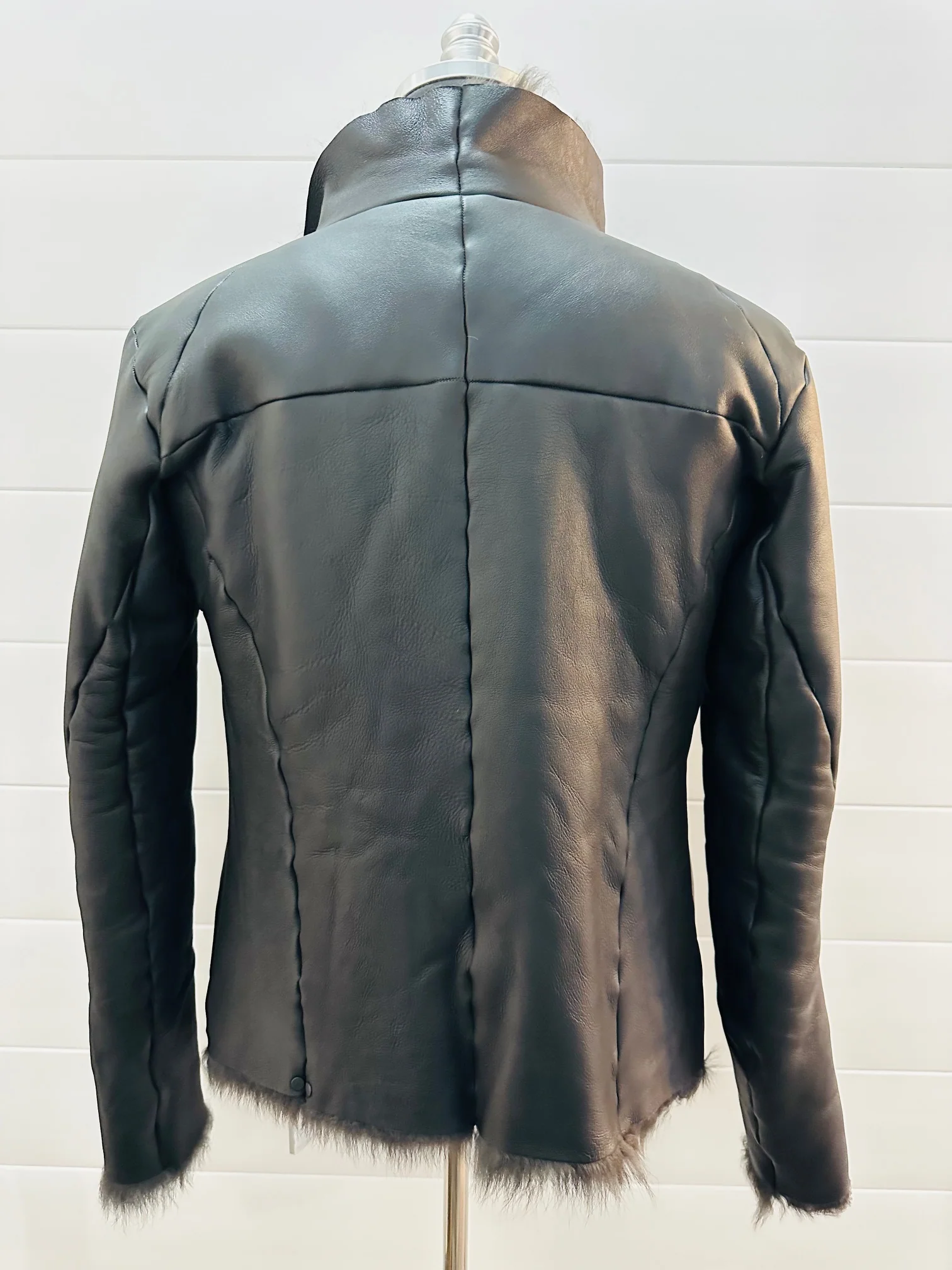 Black Sheep Shearling High Collar Zip Jacket - Image 5