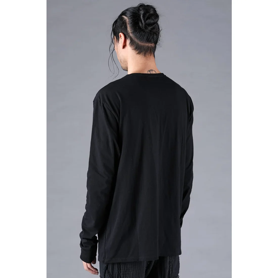 Black Soft Cotton Jersey Front Zipper Layered T-Shirt - Image 4