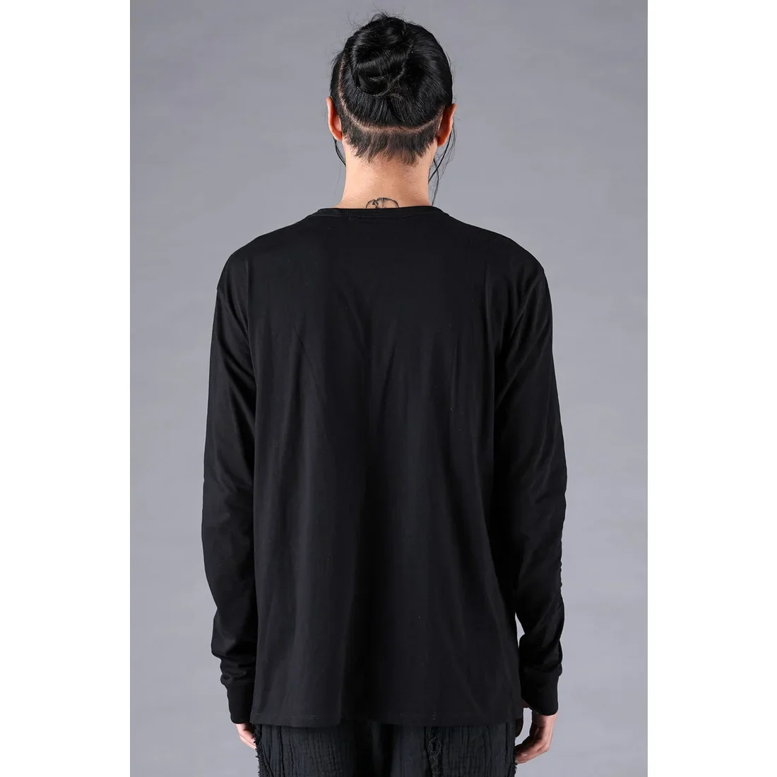 Black Soft Cotton Jersey Front Zipper Layered T-Shirt - Image 5