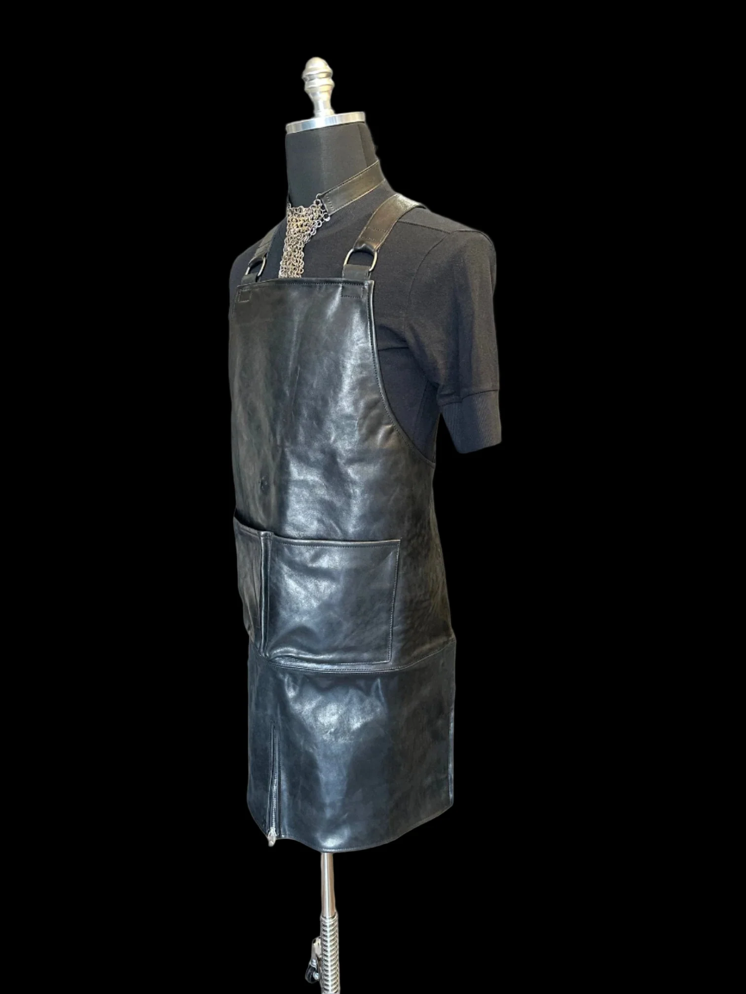 Black Soft Culatta Horse Leather Apron Vest by DEEPTI BARTH - Image 3