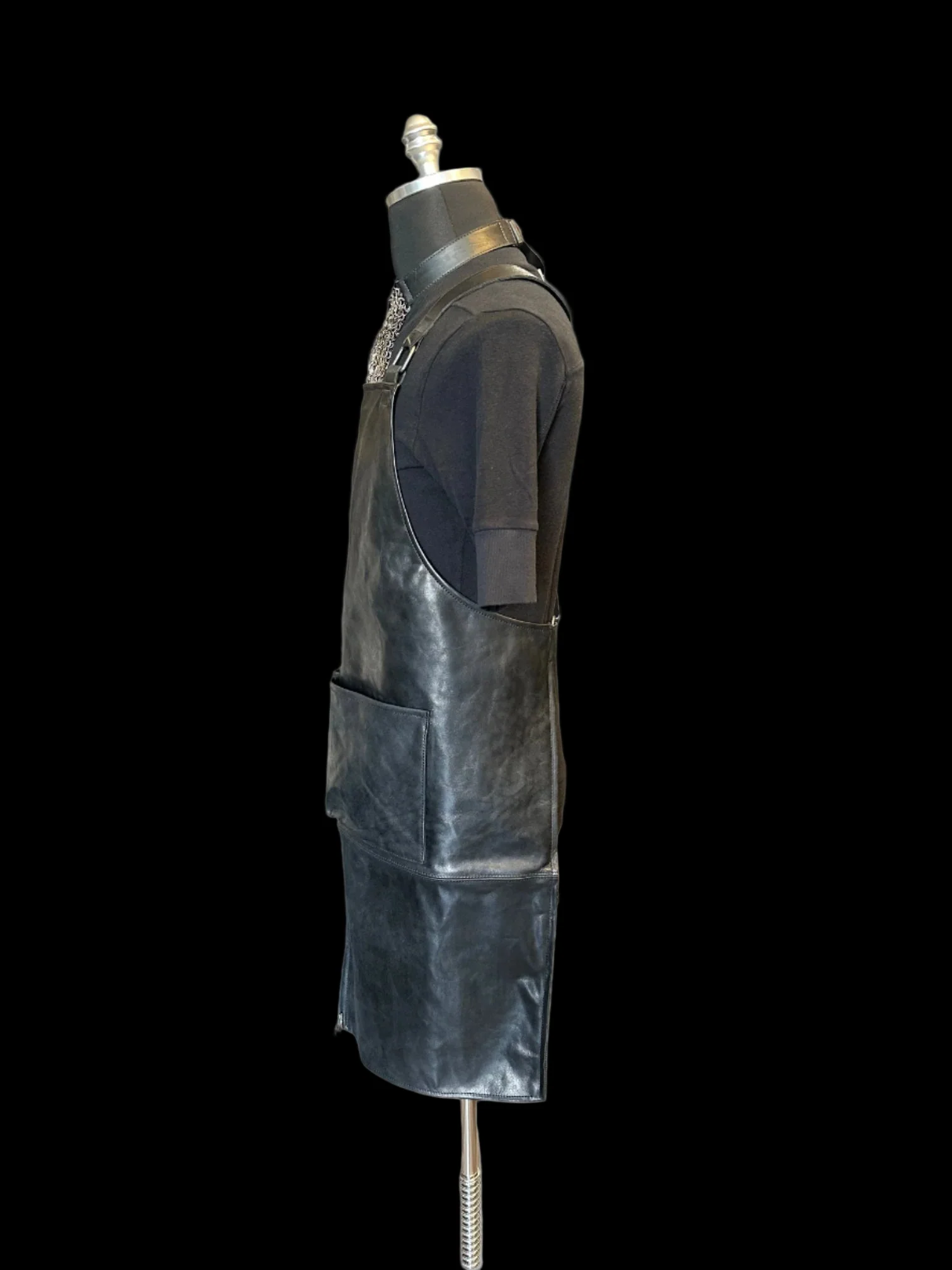 Black Soft Culatta Horse Leather Apron Vest by DEEPTI BARTH - Image 4