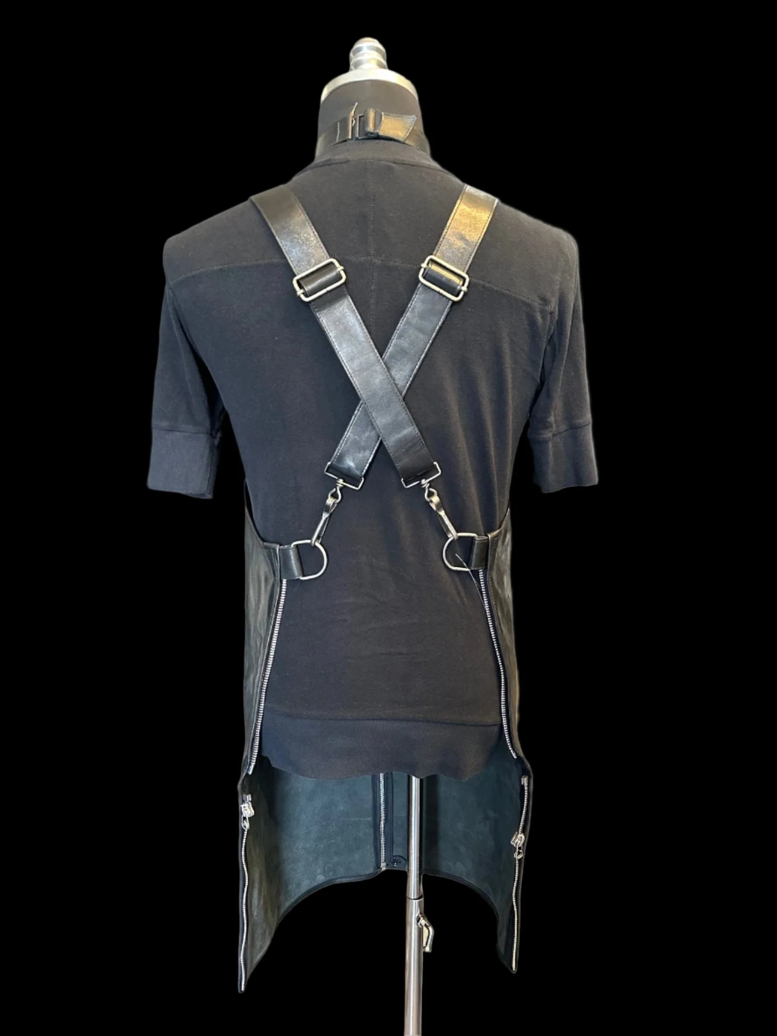 Black Soft Culatta Horse Leather Apron Vest by DEEPTI BARTH - Image 5