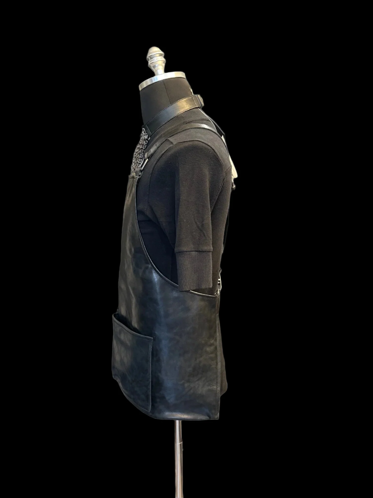Black Soft Culatta Horse Leather Apron Vest by DEEPTI BARTH - Image 7