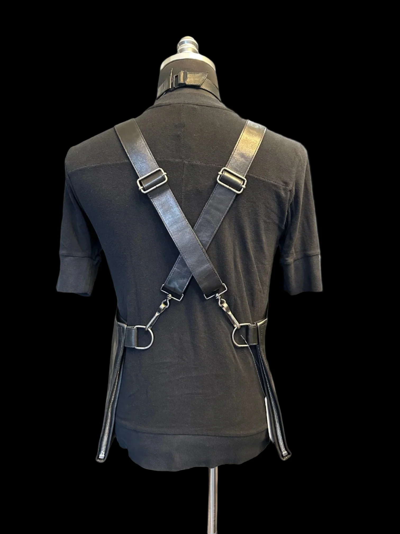 Black Soft Culatta Horse Leather Apron Vest by DEEPTI BARTH - Image 8