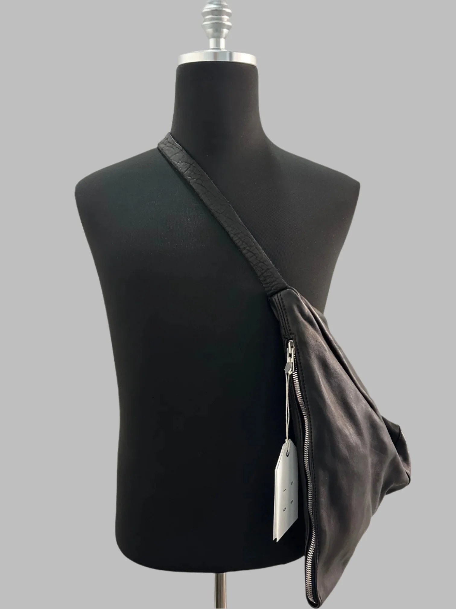 Black Soft Horse Leather Medium Single Strap Crossbody Bag BV08 - Image 2