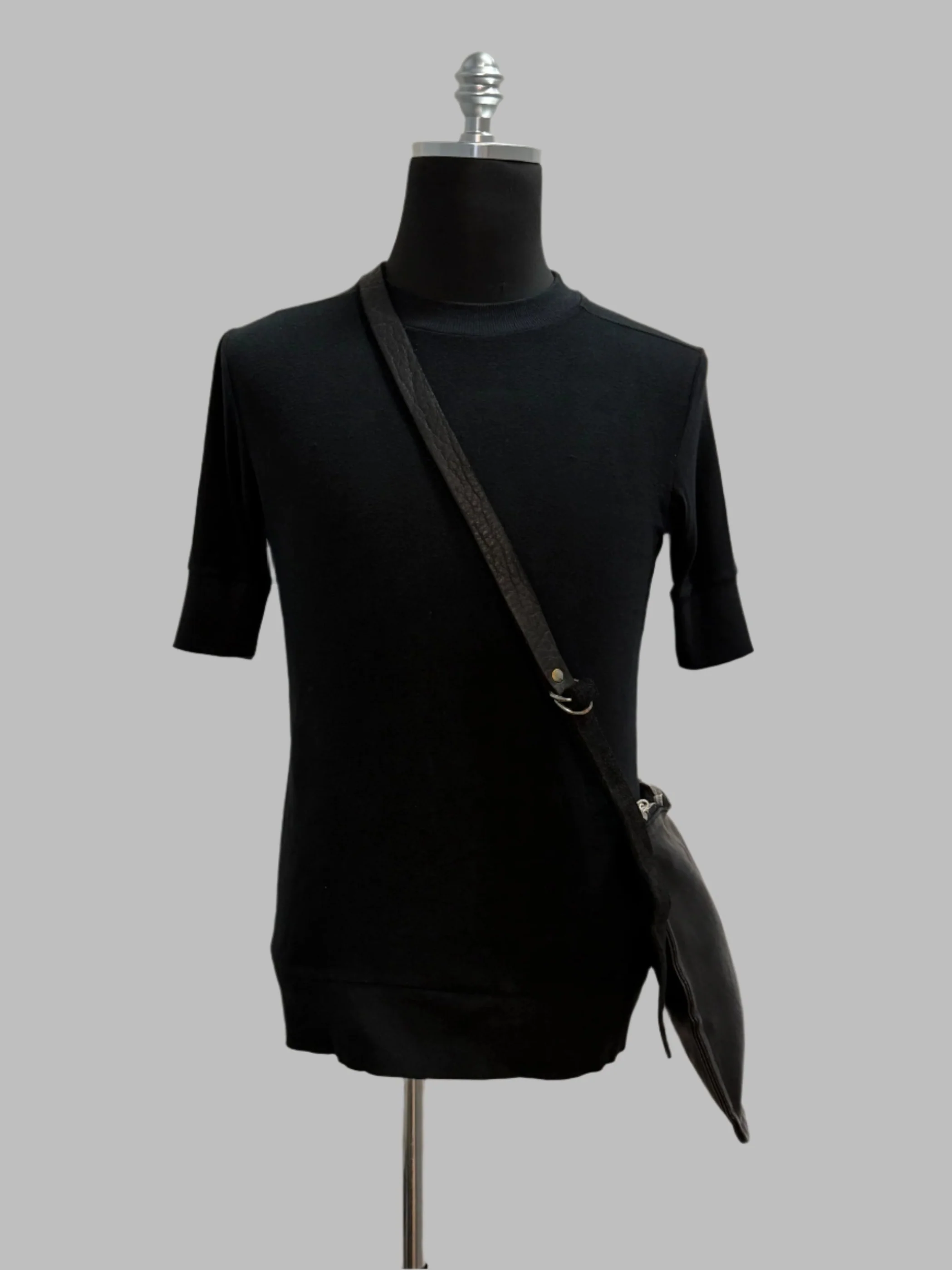 Black Soft Horse Leather Shoulder Messenger Bag W4 - Image 3
