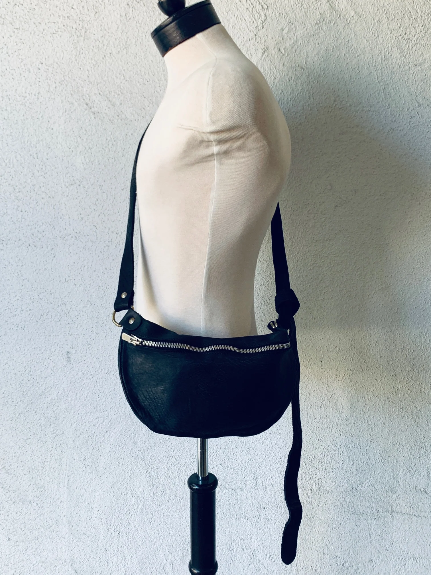 Black Soft Horse Leather Small Belt Bag Q100 - Image 5