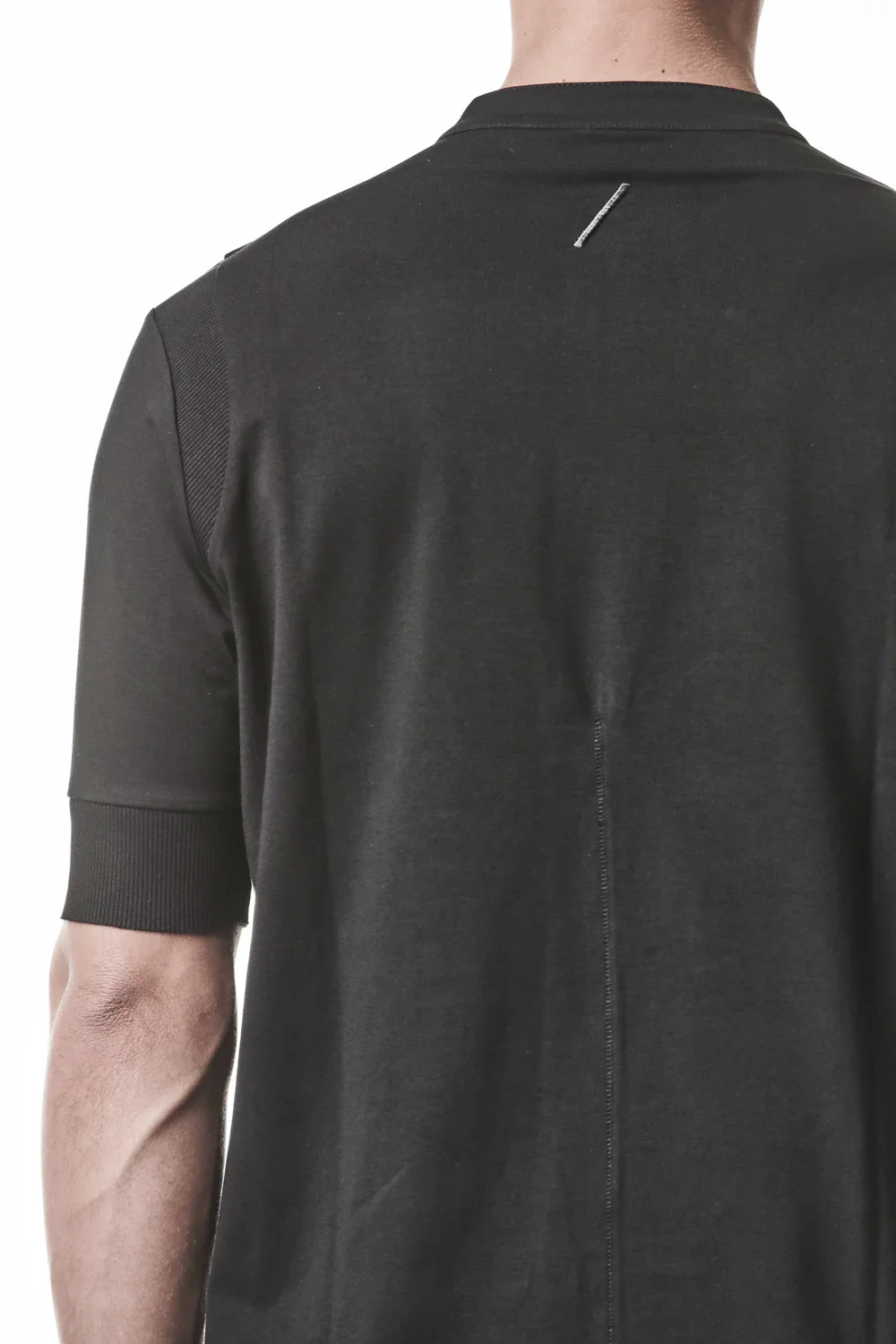 Black Stand-up Collar Cotton Jersey Short Sleeve T-Shirt MTS 951 - Image 7