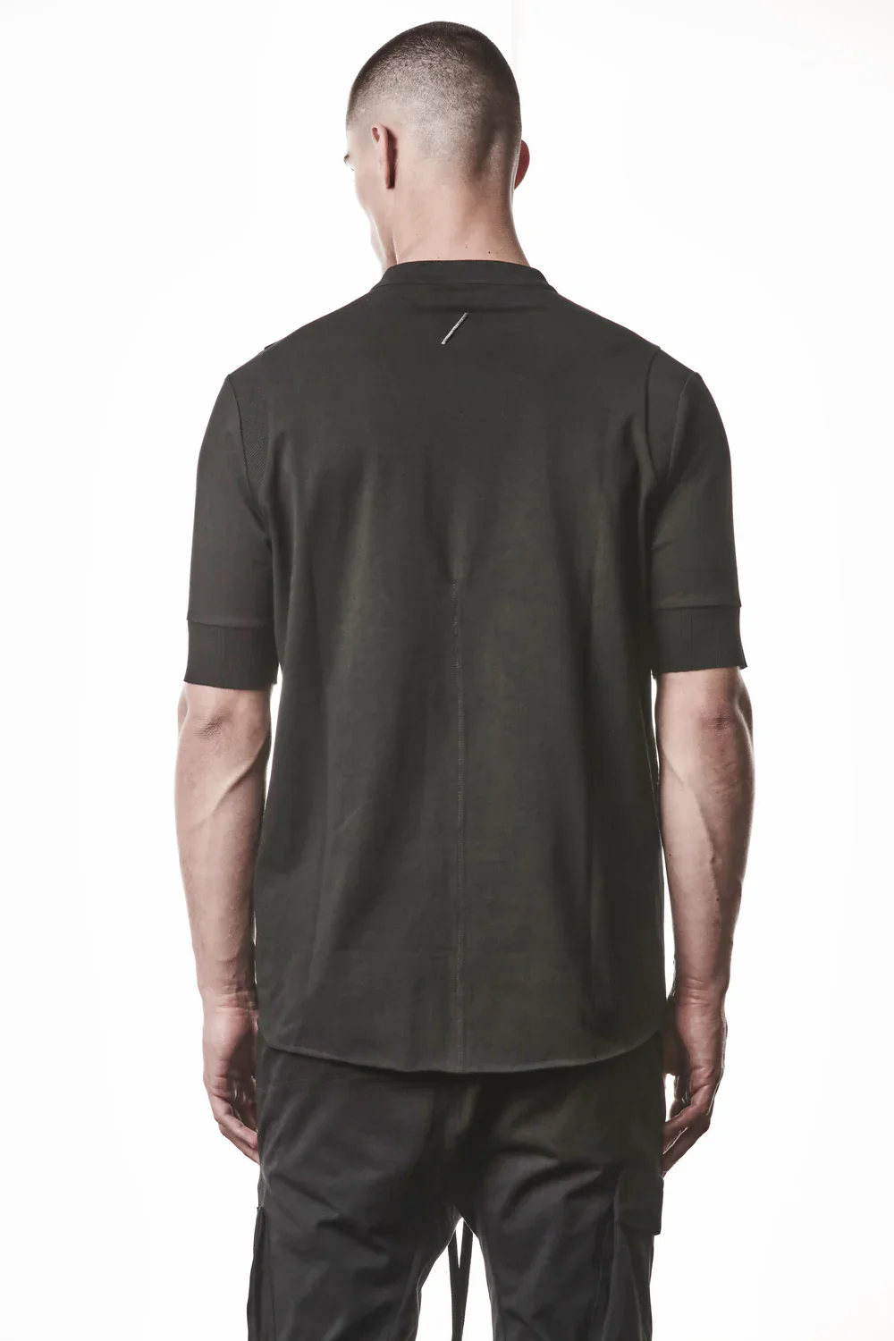 Black Stand-up Collar Cotton Jersey Short Sleeve T-Shirt MTS 951 - Image 8