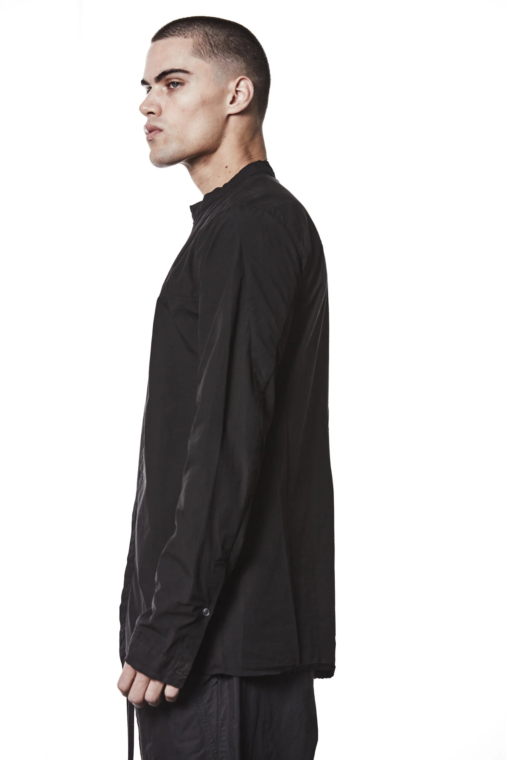 Black Stand Up Collar Shirt MH 177 - Image 3