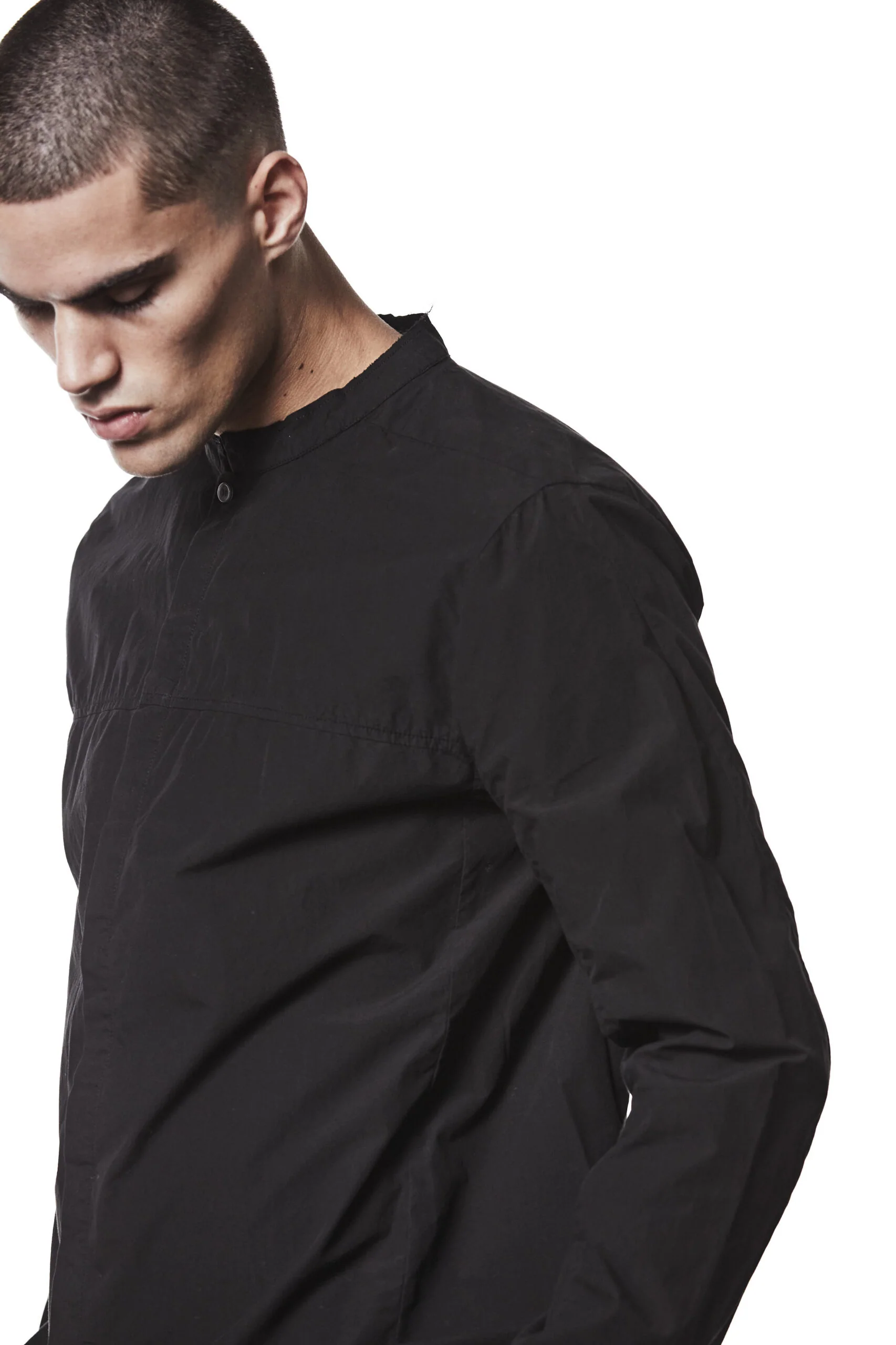 Black Stand Up Collar Shirt MH 177 - Image 5