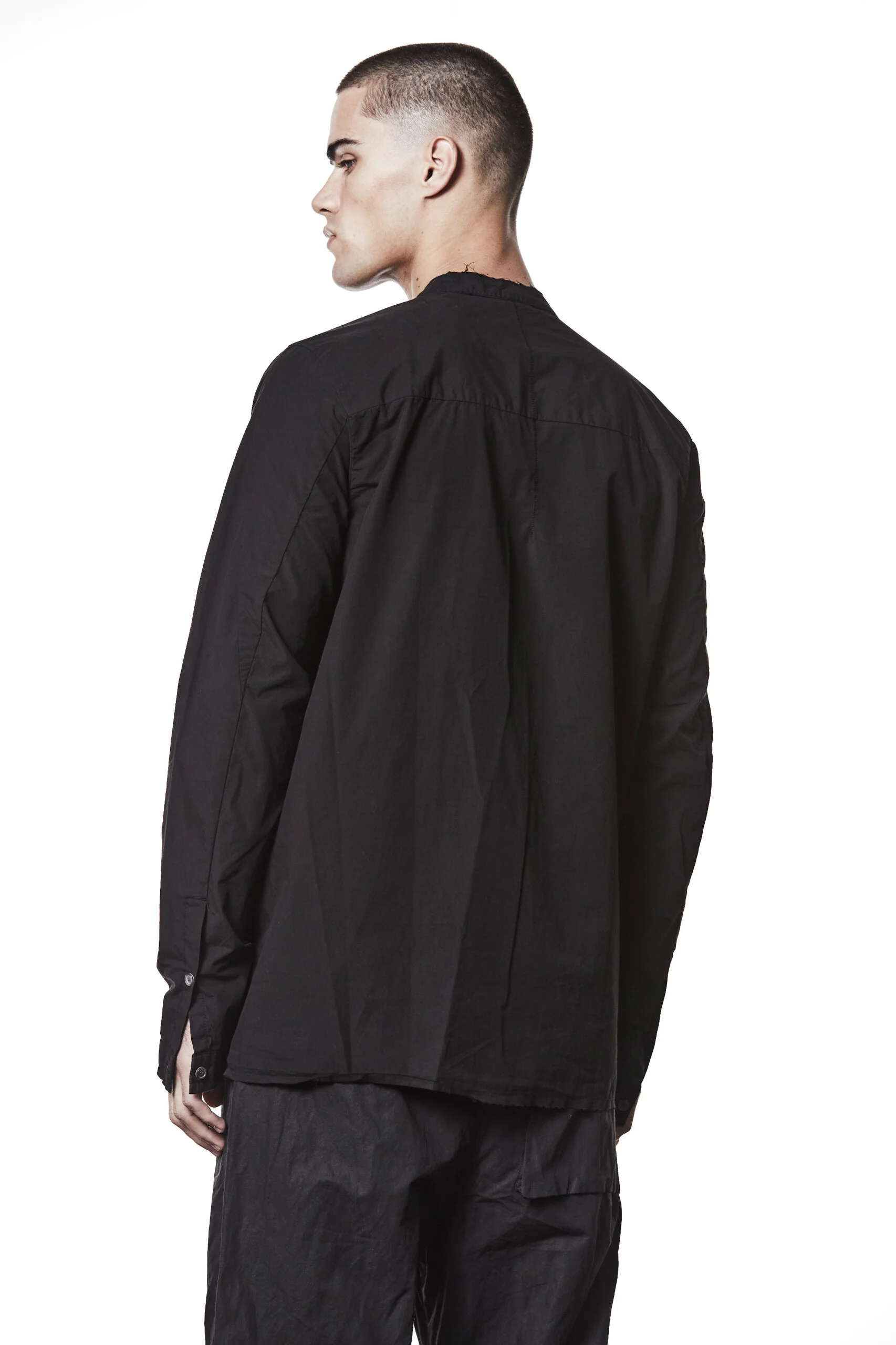Black Stand Up Collar Shirt MH 177 - Image 7