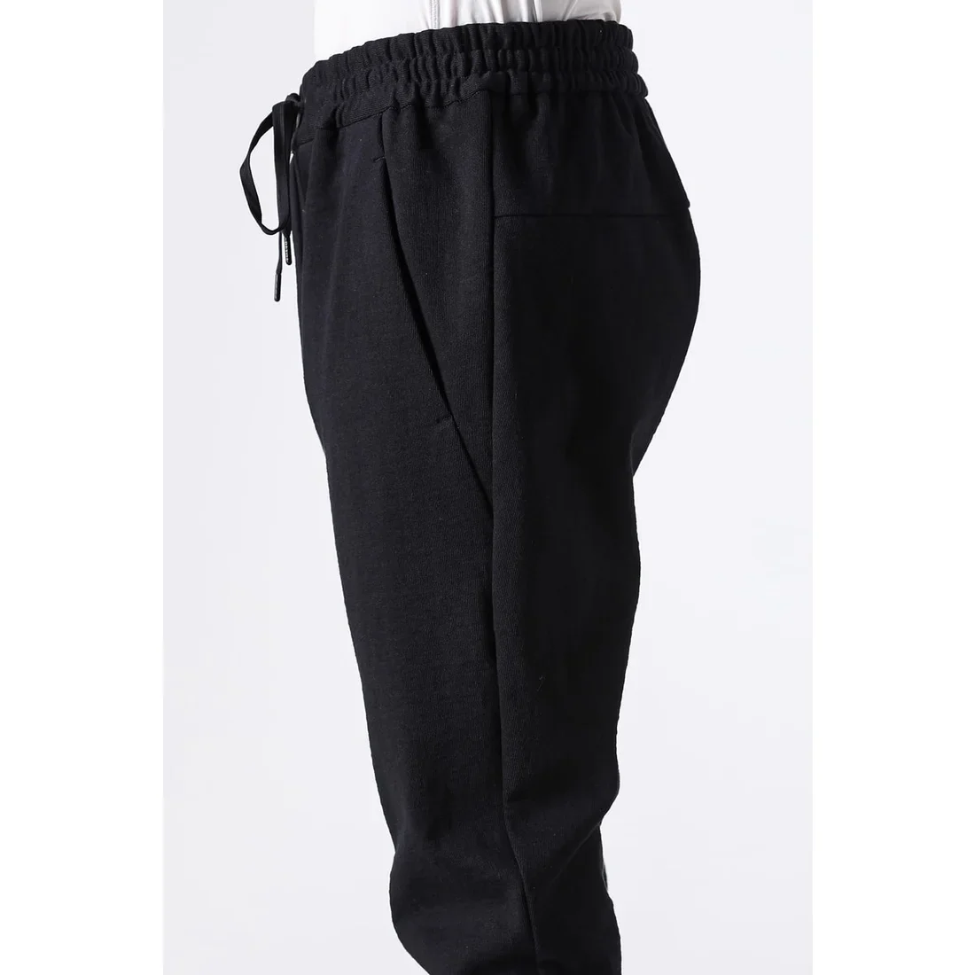 Black Thick Cotton Drawstring Waist Slim Pants - Image 14