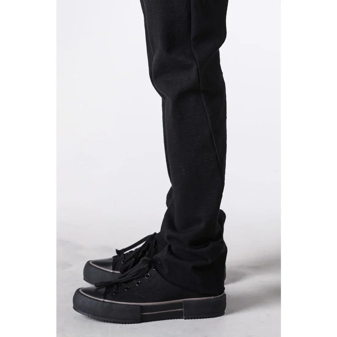 Black Thick Cotton Drawstring Waist Slim Pants - Image 15