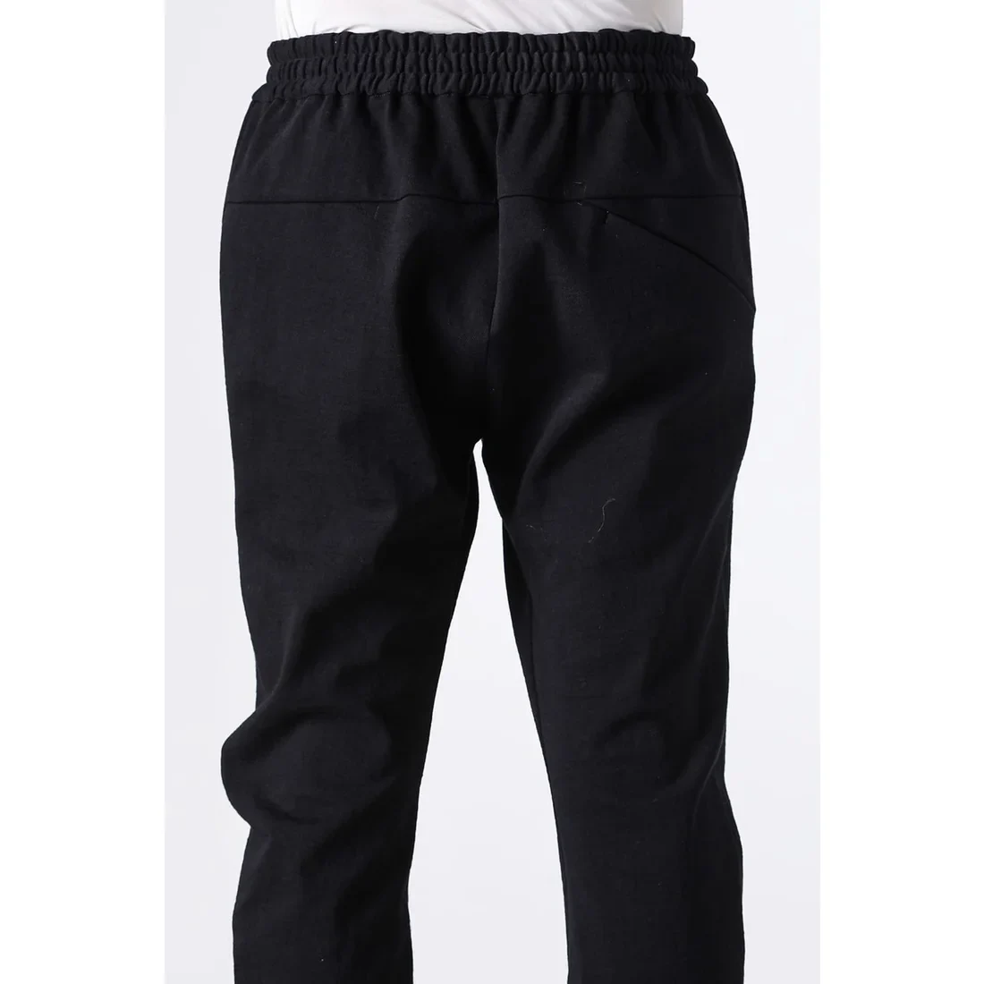 Black Thick Cotton Drawstring Waist Slim Pants - Image 16