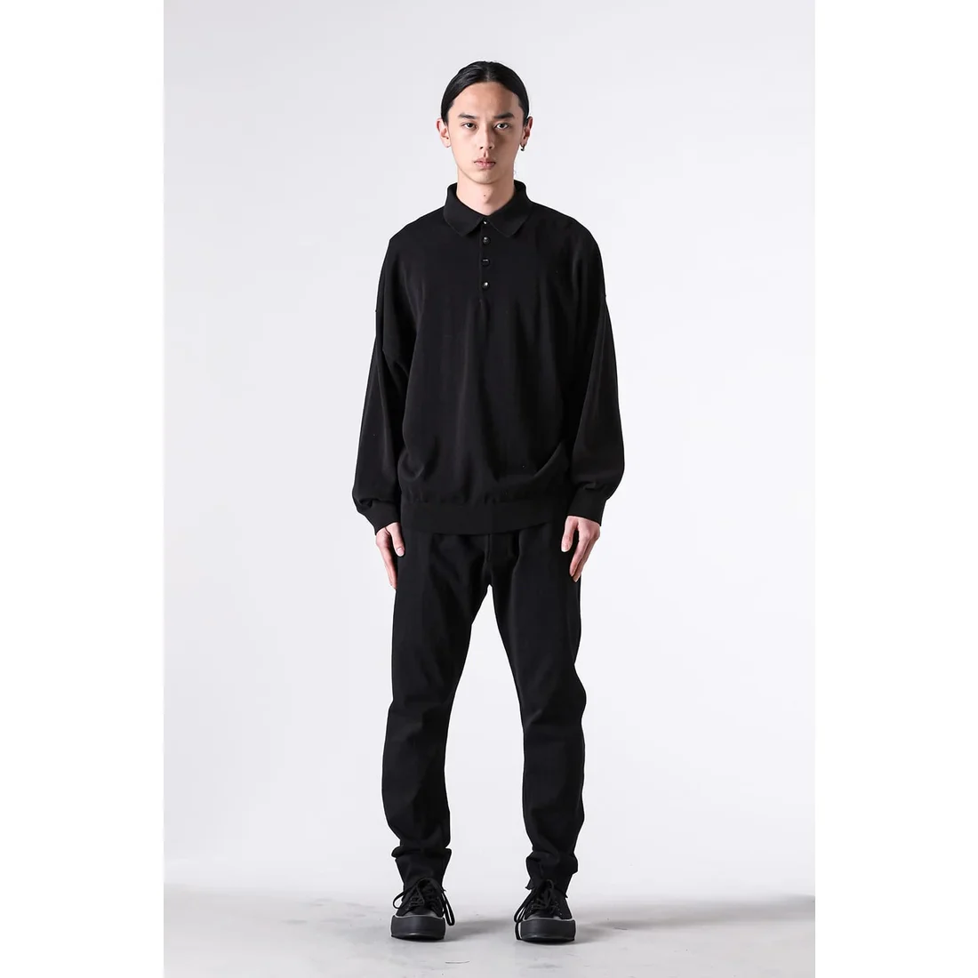 Black Thick Cotton Drawstring Waist Slim Pants - Image 18