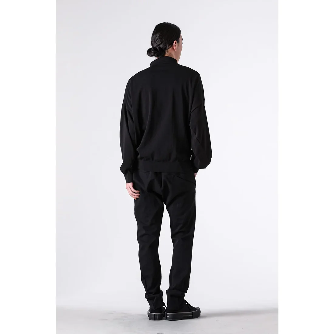 Black Thick Cotton Drawstring Waist Slim Pants - Image 20