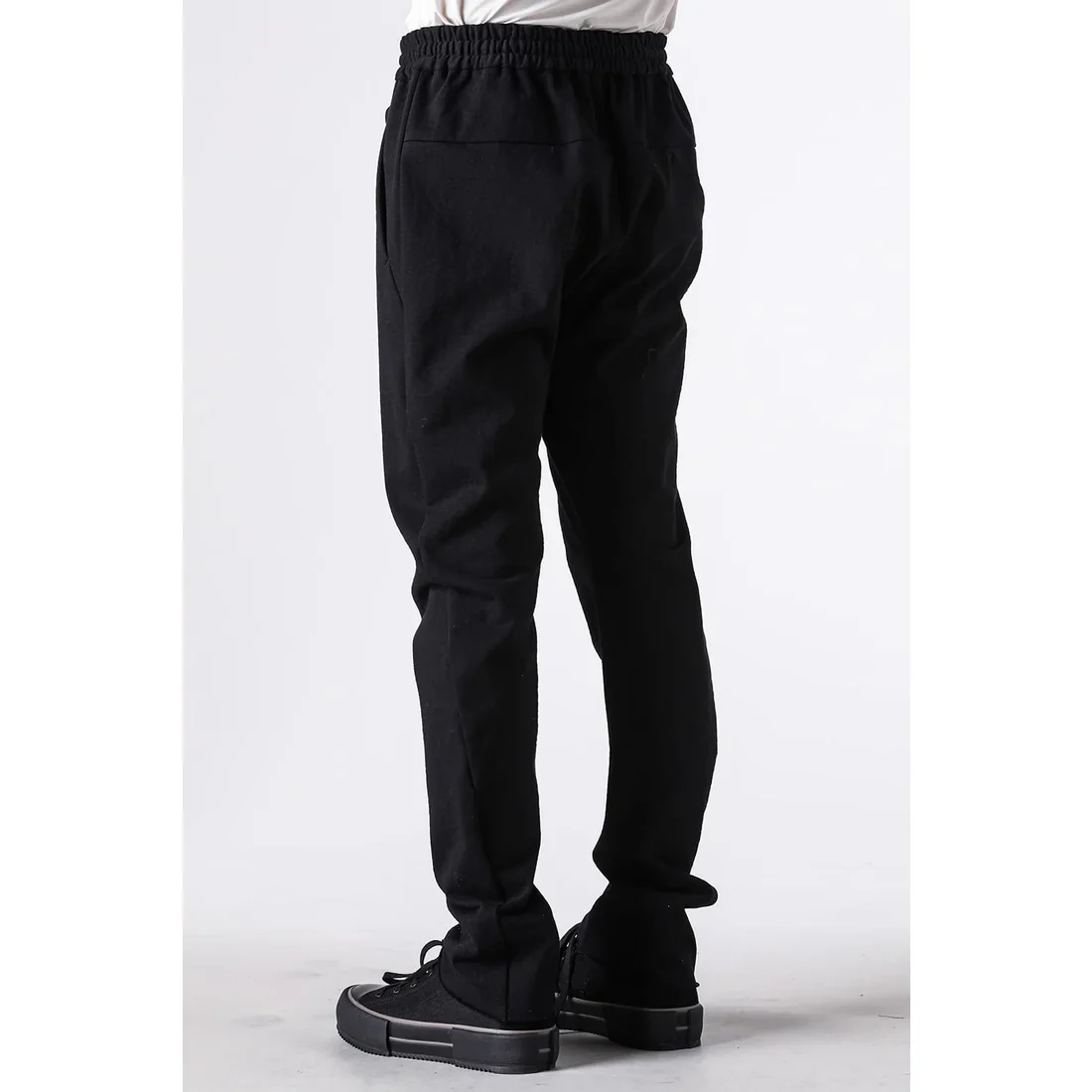 Black Thick Cotton Drawstring Waist Slim Pants - Image 7