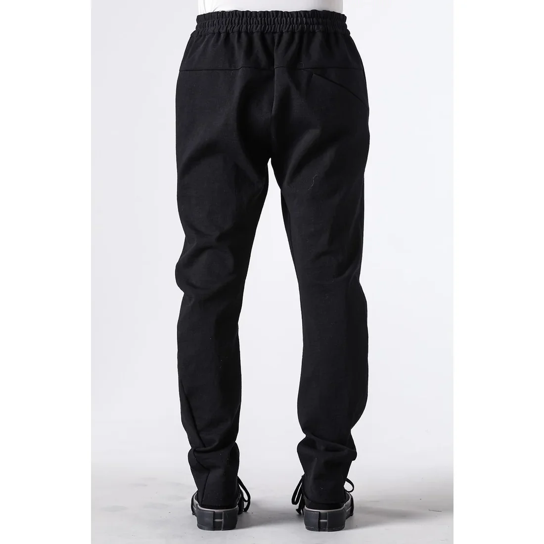 Black Thick Cotton Drawstring Waist Slim Pants - Image 8