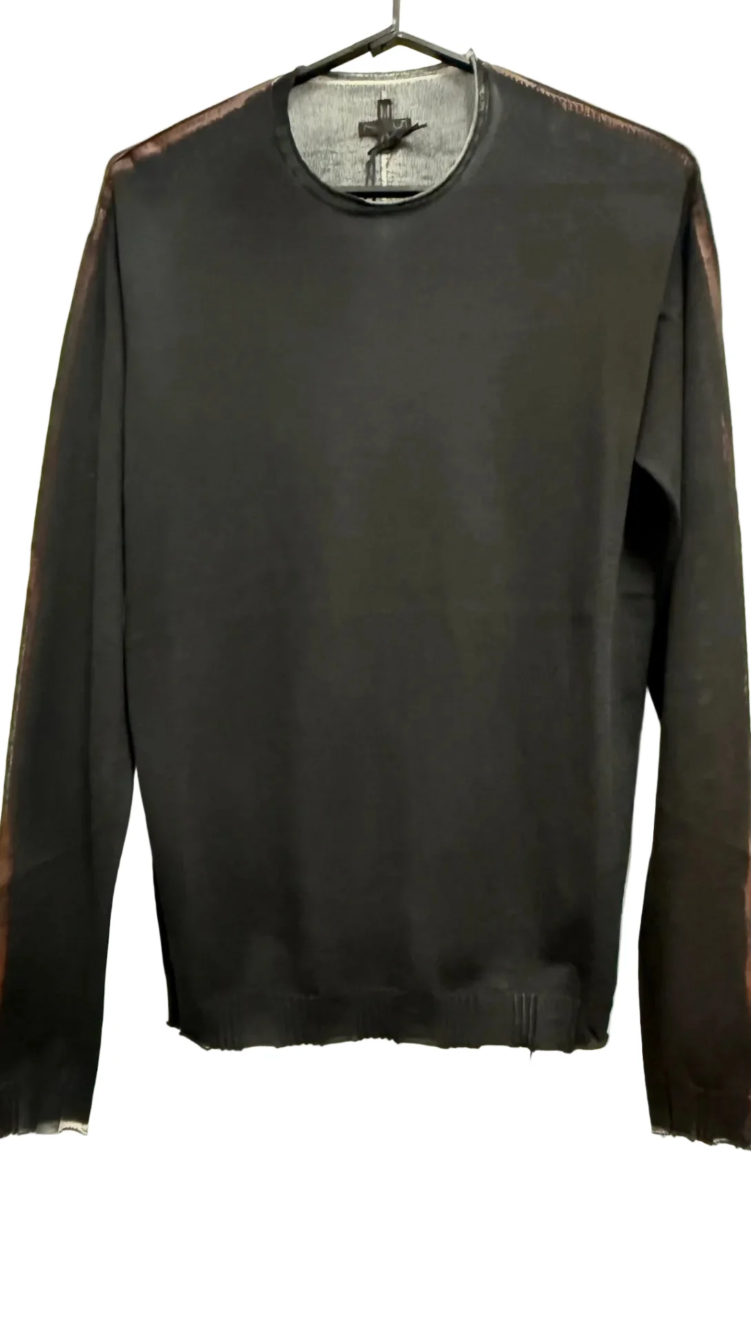 Black Wash Hand Painted Brown Seams Sweater - Image 5
