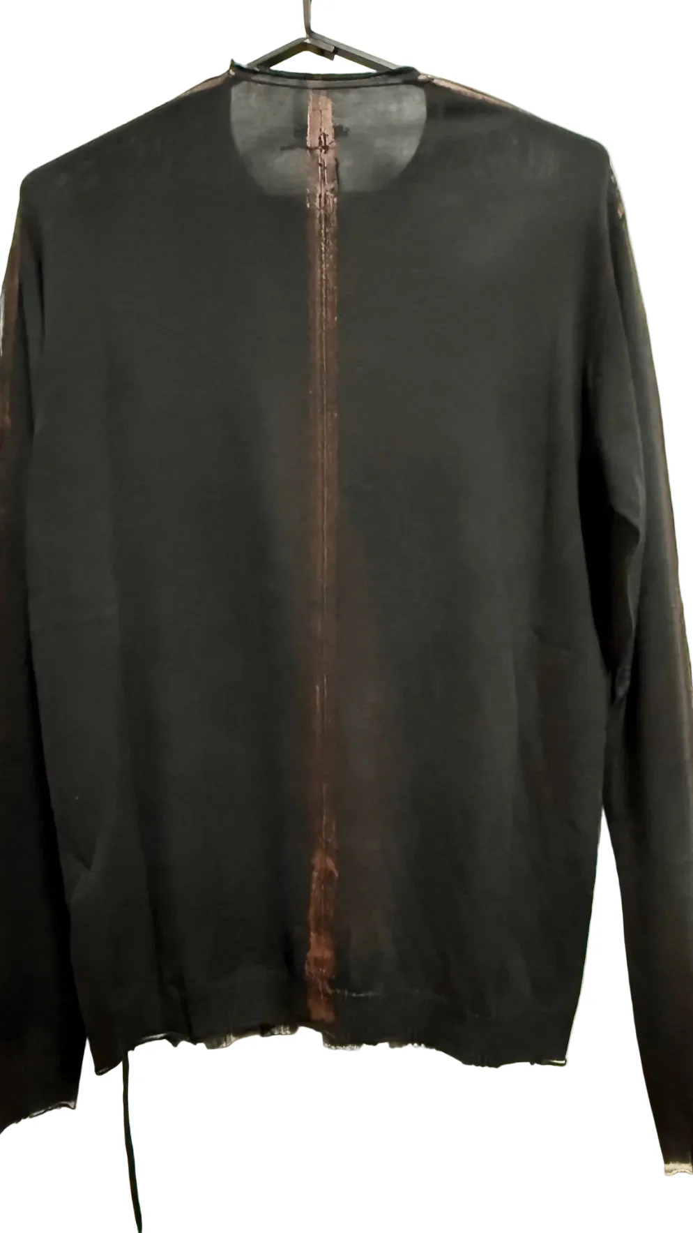 Black Wash Hand Painted Brown Seams Sweater - Image 6