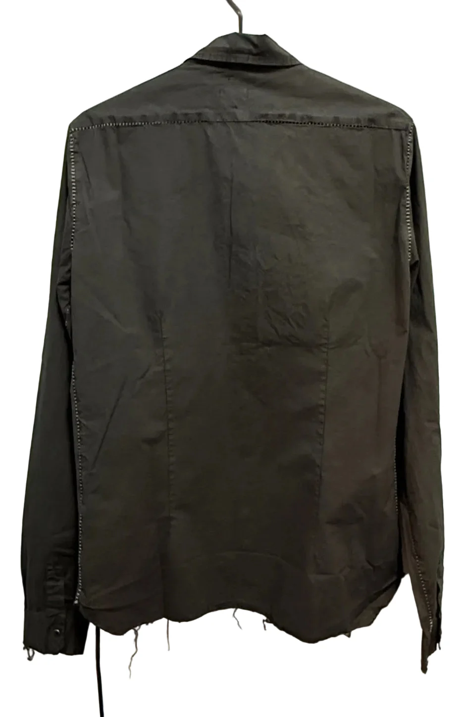 Black Wash Scarstitch Cotton Snap Button Shirt - Image 4
