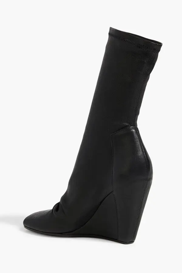 Black Wedge Heel Sock Boot with Open Toe by Rick Owens - Image 3