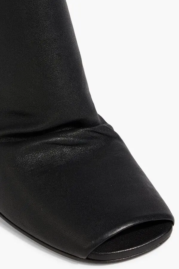 Black Wedge Heel Sock Boot with Open Toe by Rick Owens - Image 4