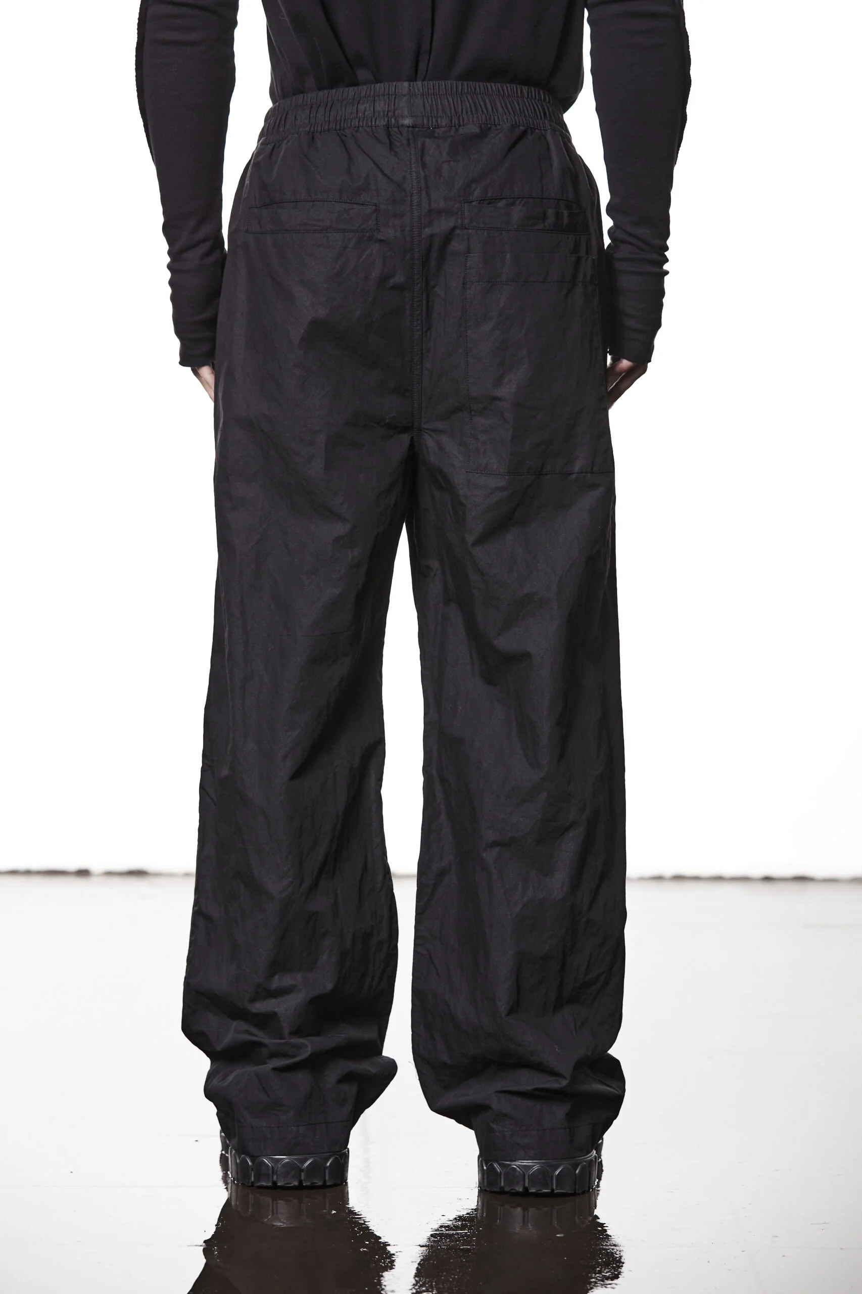 Black Wide Leg Cotton Metallised Pants MP 19 - Image 5