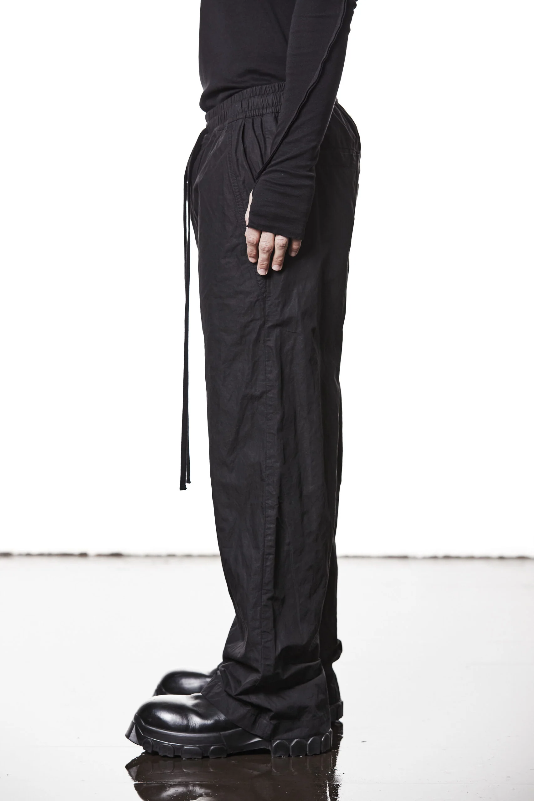Black Wide Leg Cotton Metallised Pants MP 19 - Image 6