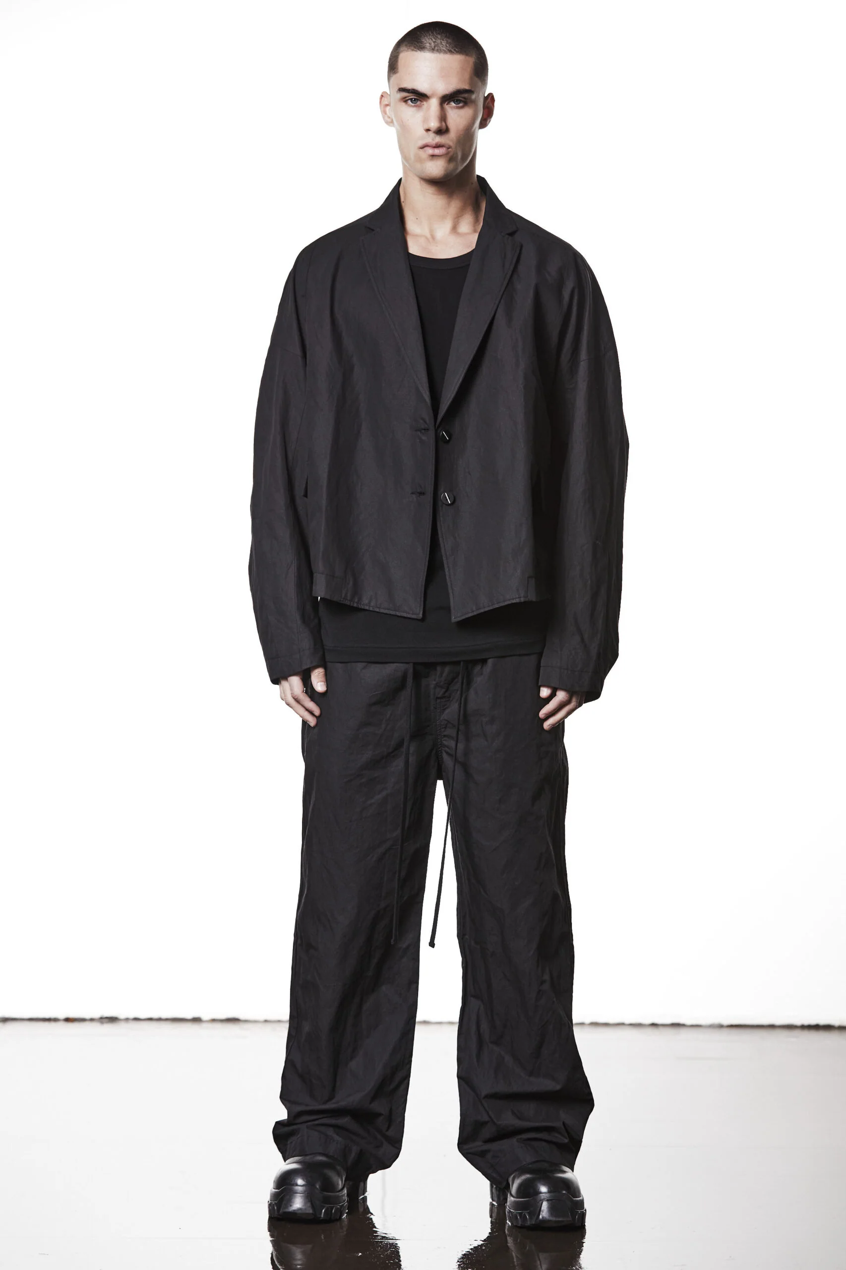 Black Wide Leg Cotton Metallised Pants MP 19 - Image 7