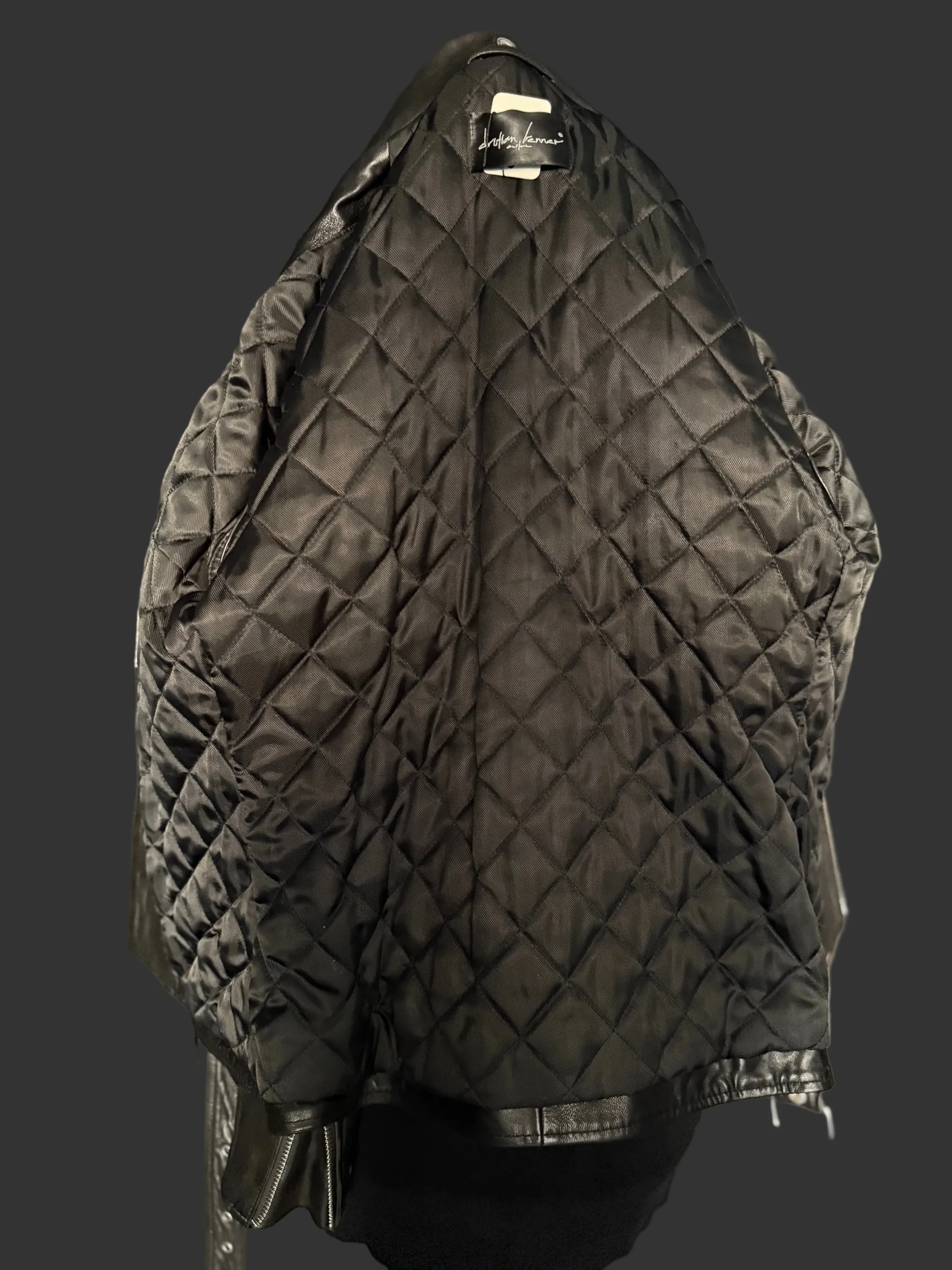 Black with Silver Trim Collar Multi Zipper Perfecto Leather Jacket by Christian Benner - Image 7