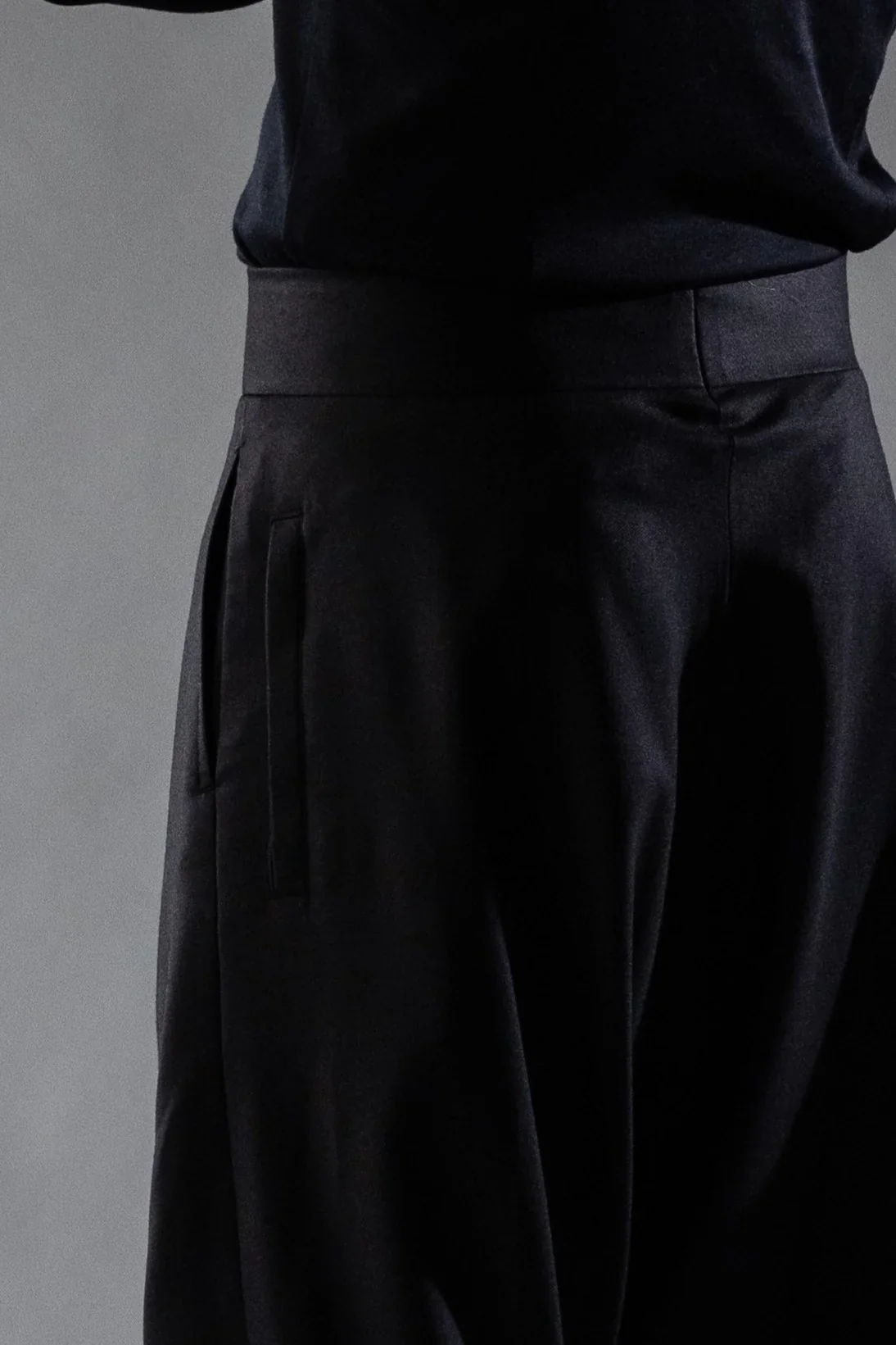 Black Wool Twill TIDAL Trousers - Image 4