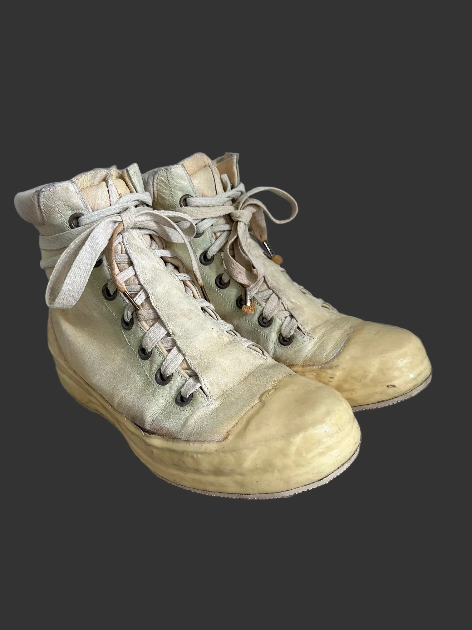 Bone White Kangaroo Leather Object Dyed No Seam Rubber Drip Sneakers by Carol Christian Poell - Image 3